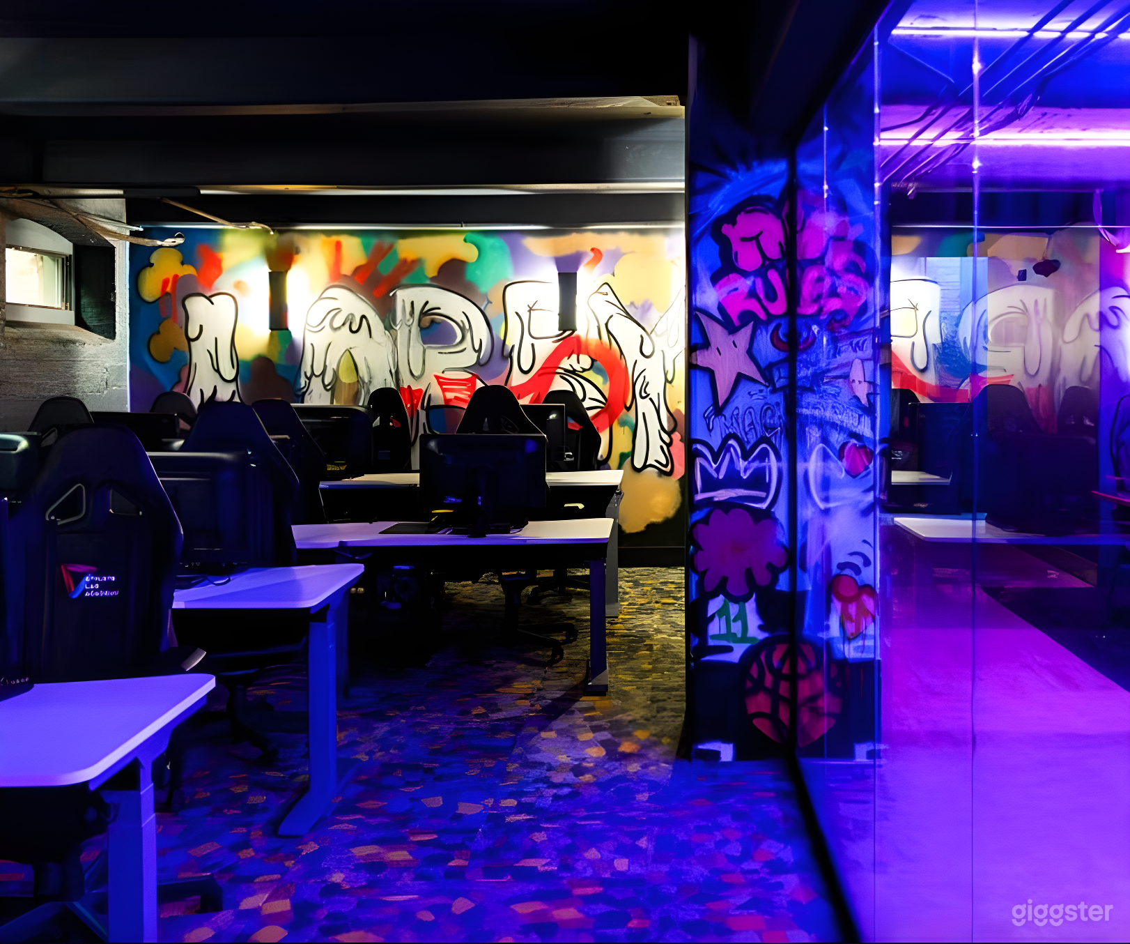 Futuristic Training Zone with Neon Lights Photo 3