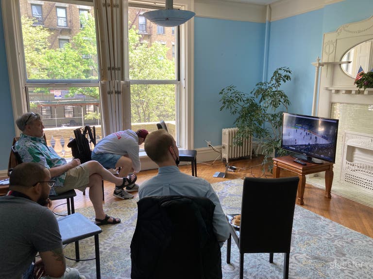  Watching a game in the blue room 