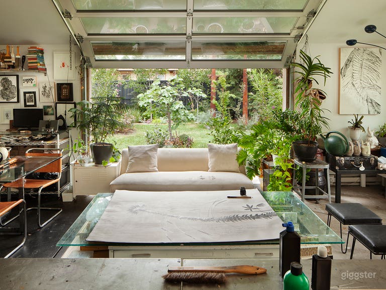  Open south facing glass garage door 