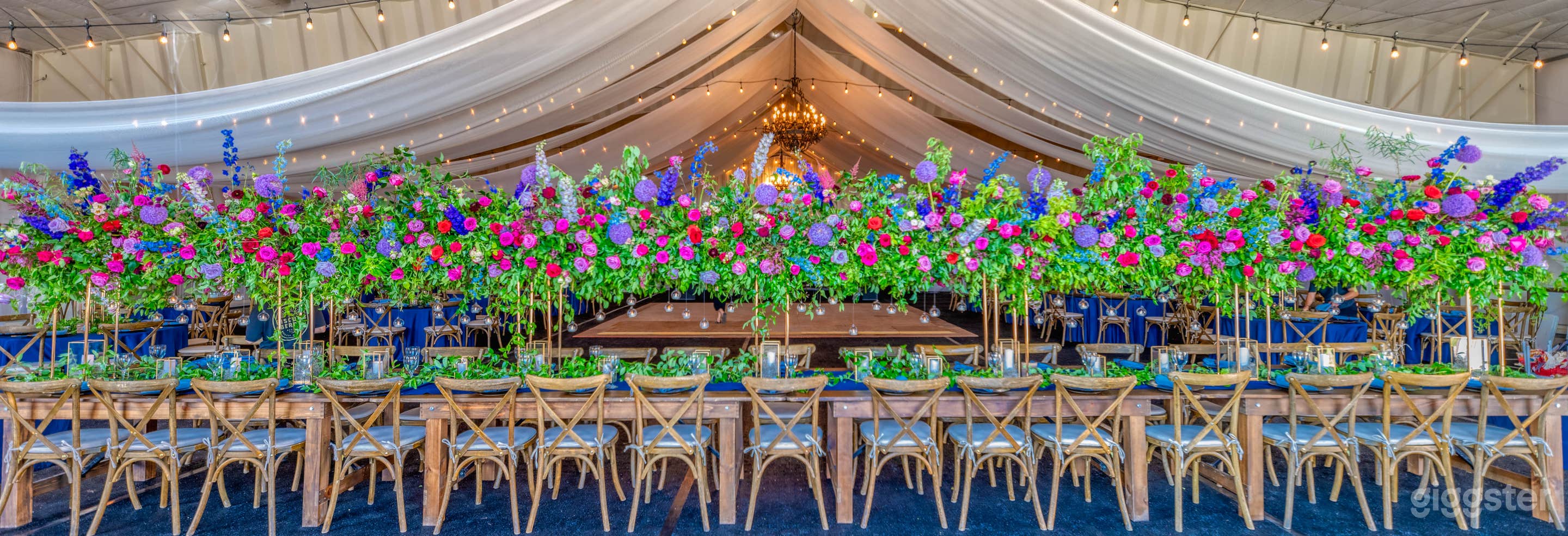 Interior of pavilion - set up for wedding