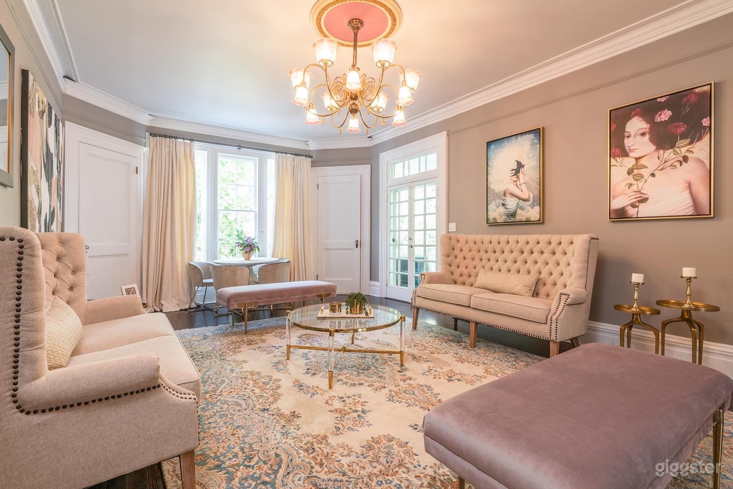 Formal room where all furniture is light and can be removed. 