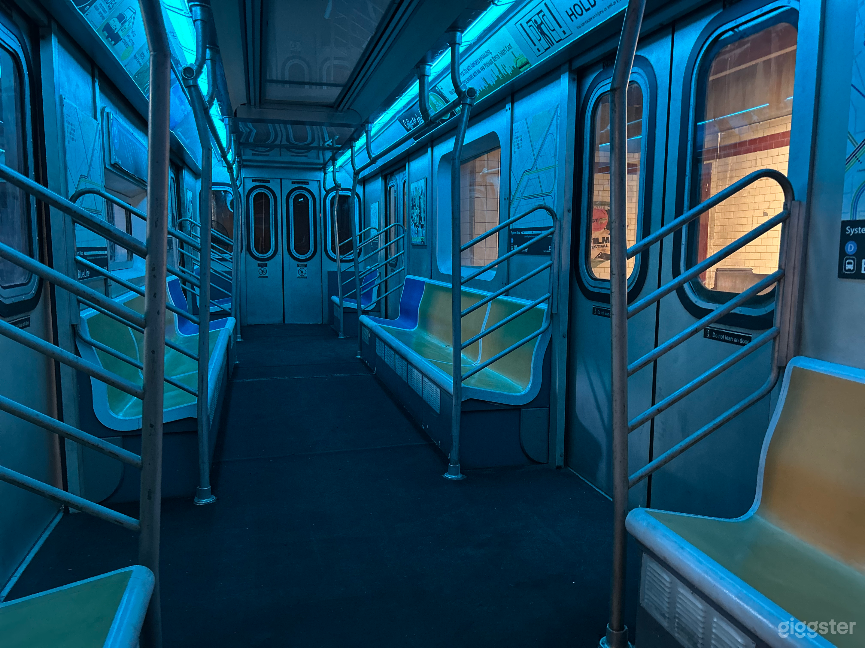 Color changing lights inside subway car