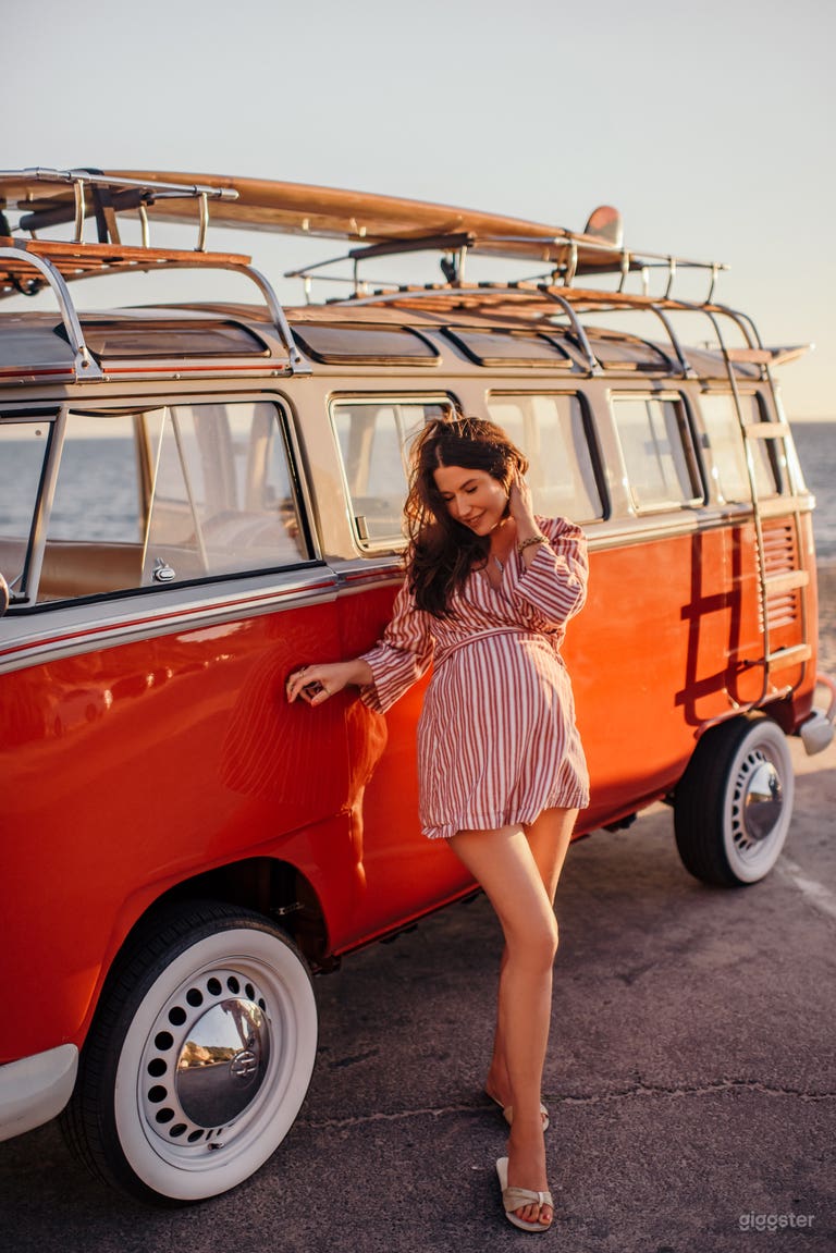  Vintage 1965 VW 23-Window Samba Bus Red color  