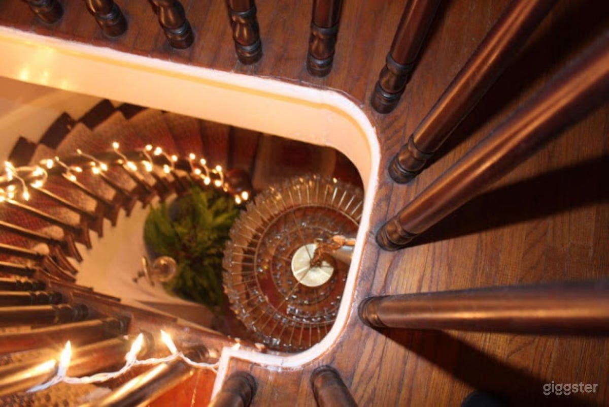 Spiral staircase view from top.