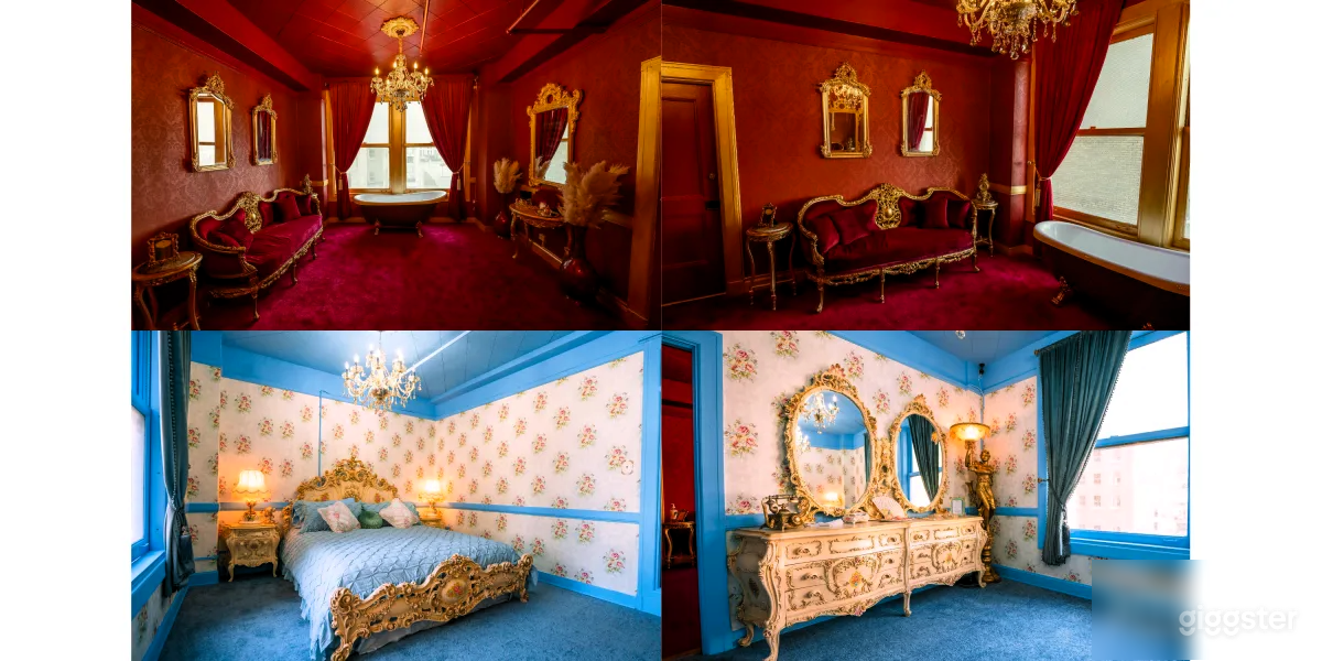 RED &amp; BLUE Luxury 2-Room Suite w/ Bed &amp; Bathtub Photo 1
