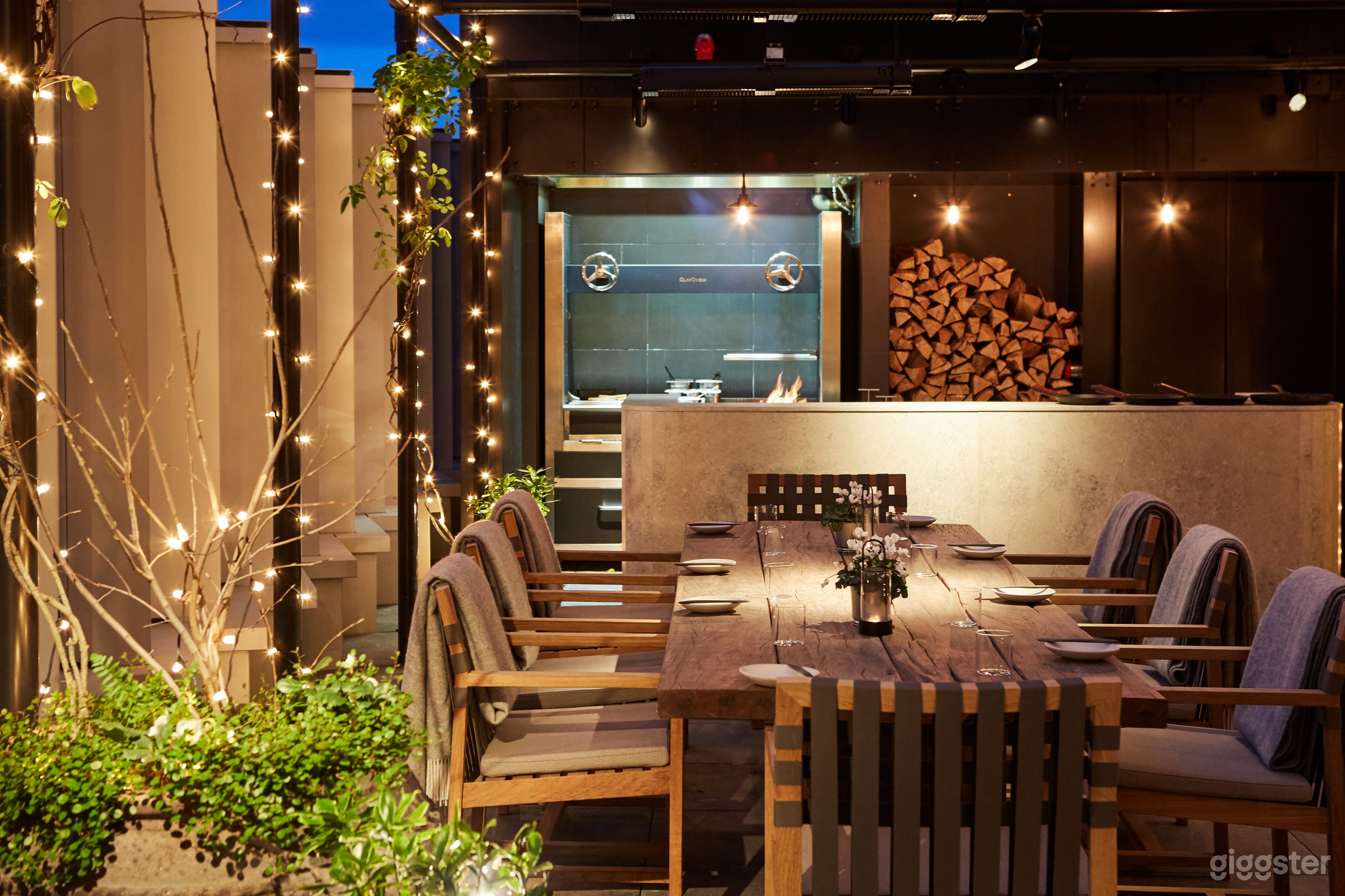 Dining terrace at night