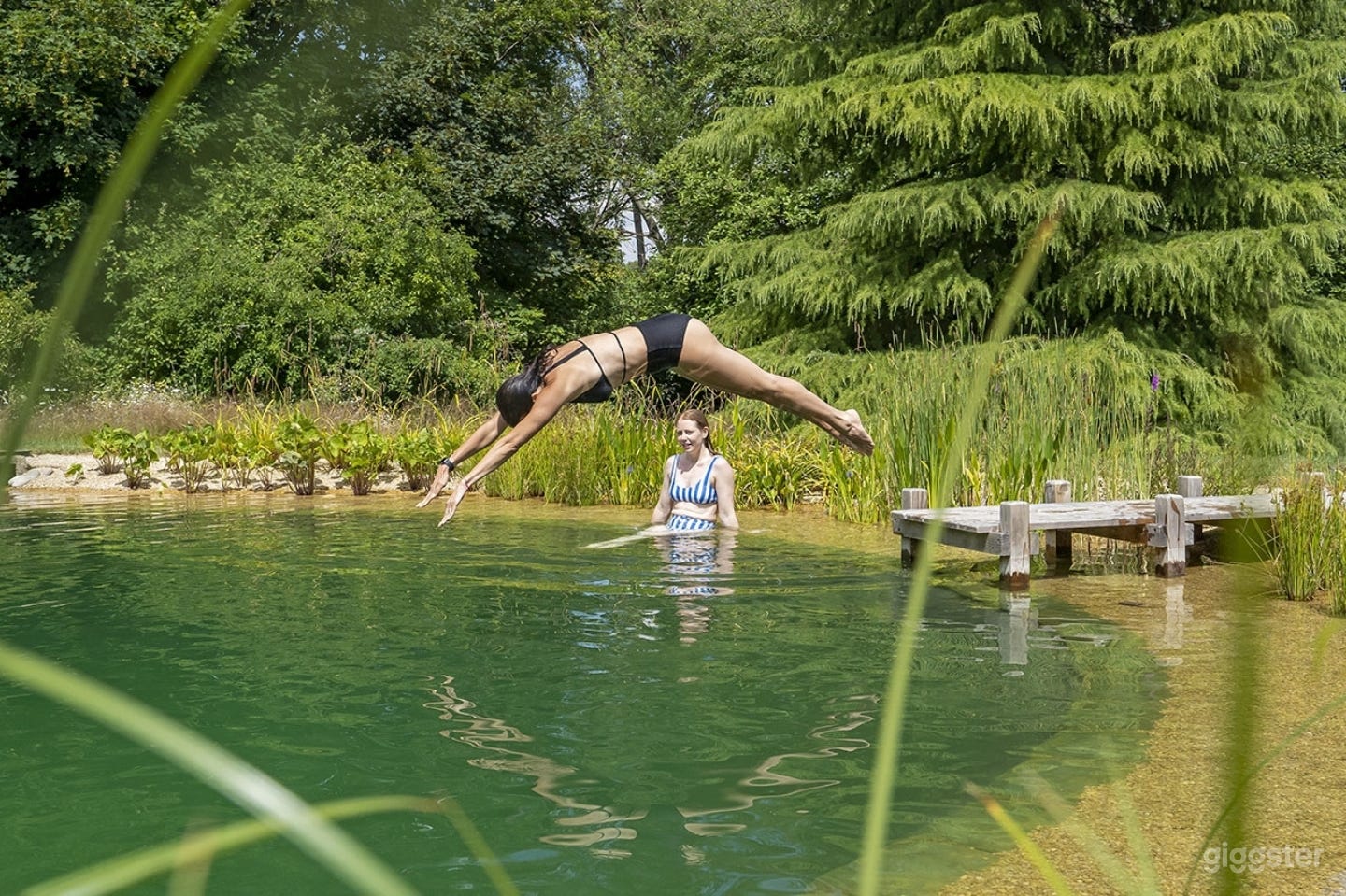 Natural Swimming Pond (30m x 14m) with Sauna & Garden Photo 2