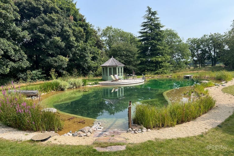  Natural Swimming Pond (30m x 14m) with Sauna & Garden 
