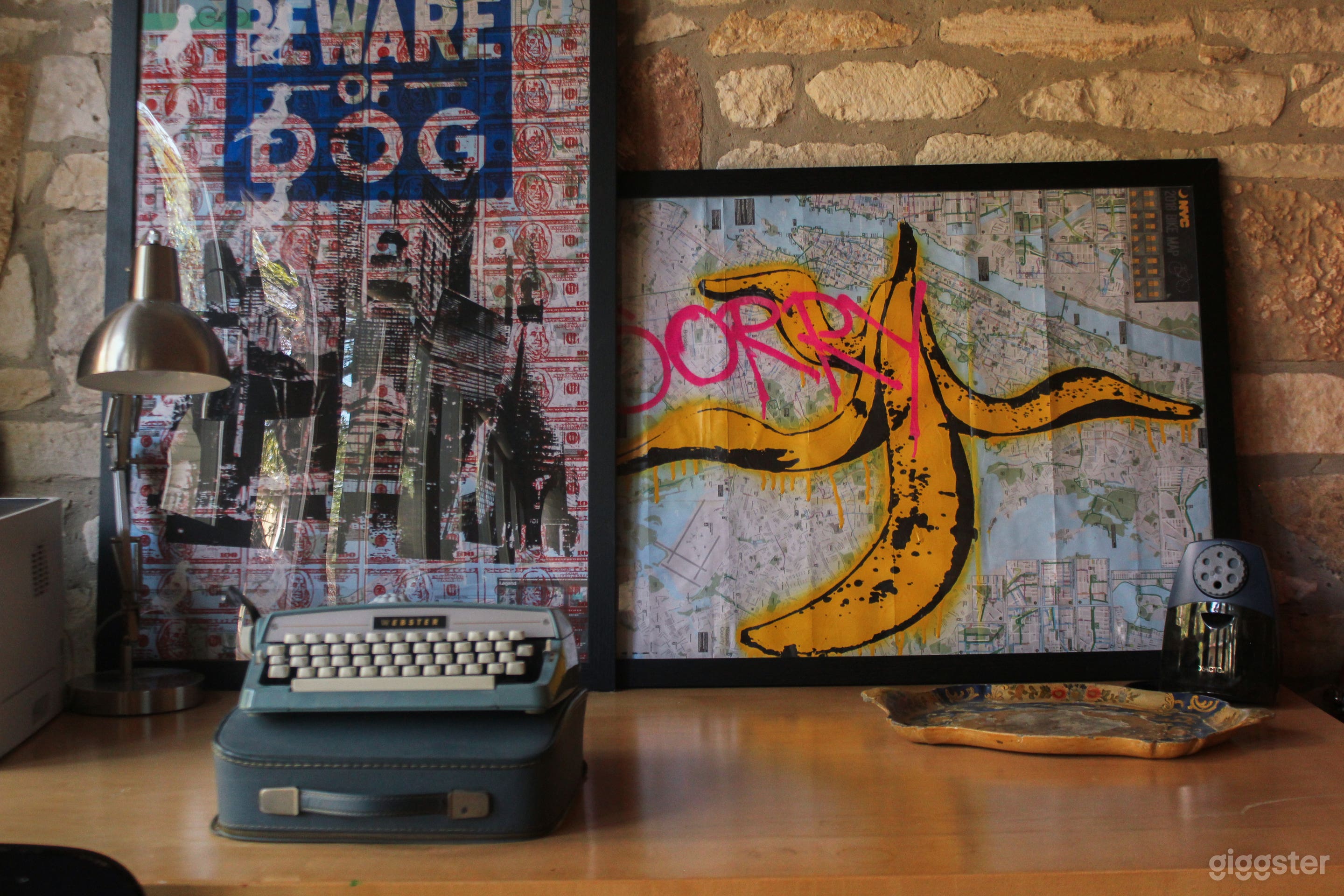 typewriter, desk, and contemporary art