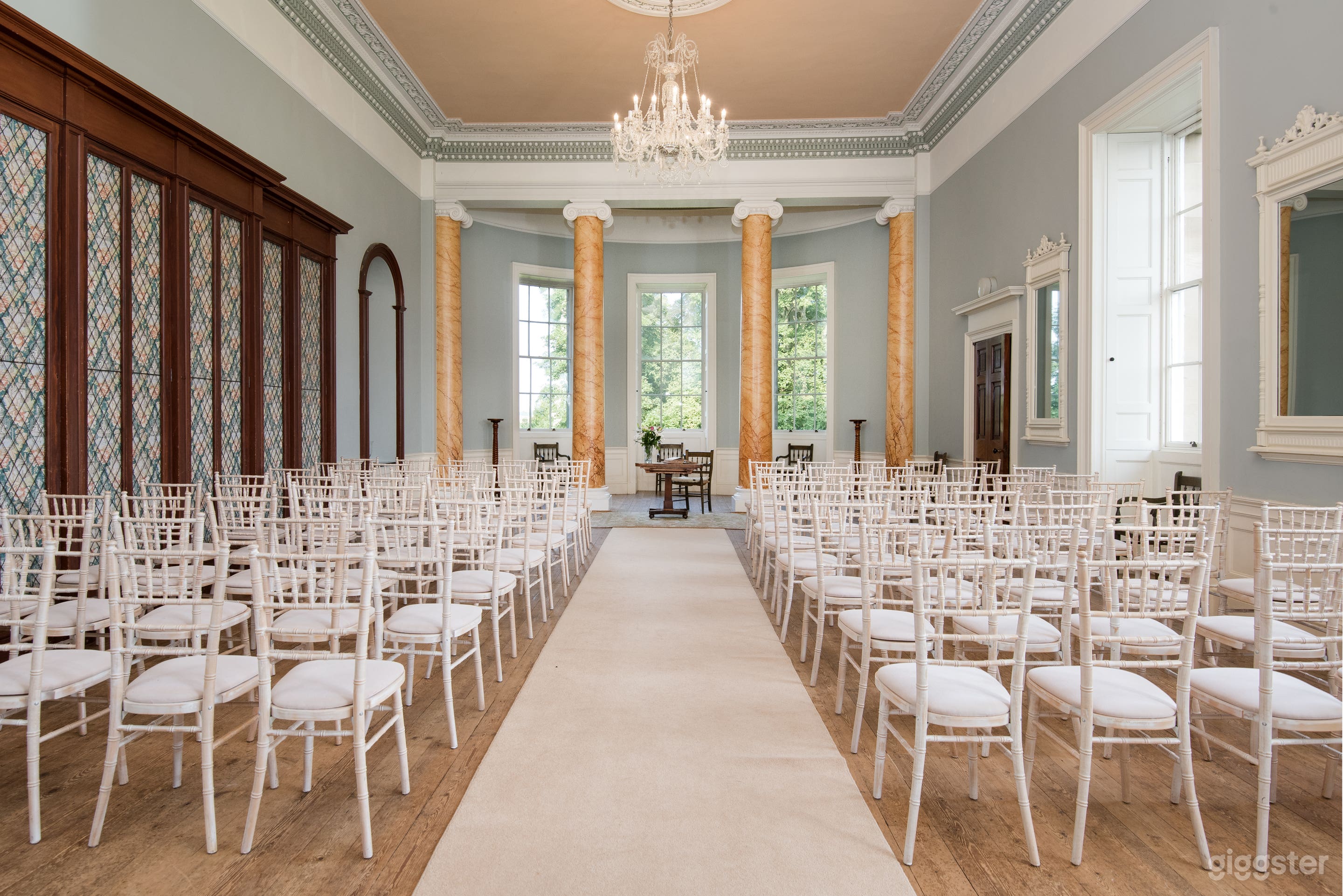Ballroom at Wedderburn Castle set up theatre-style