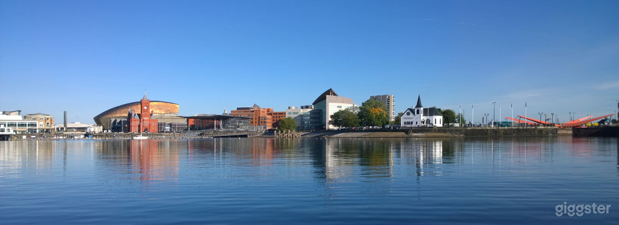 Cardiff Bay Panorama,with the Norwegian Church to the right