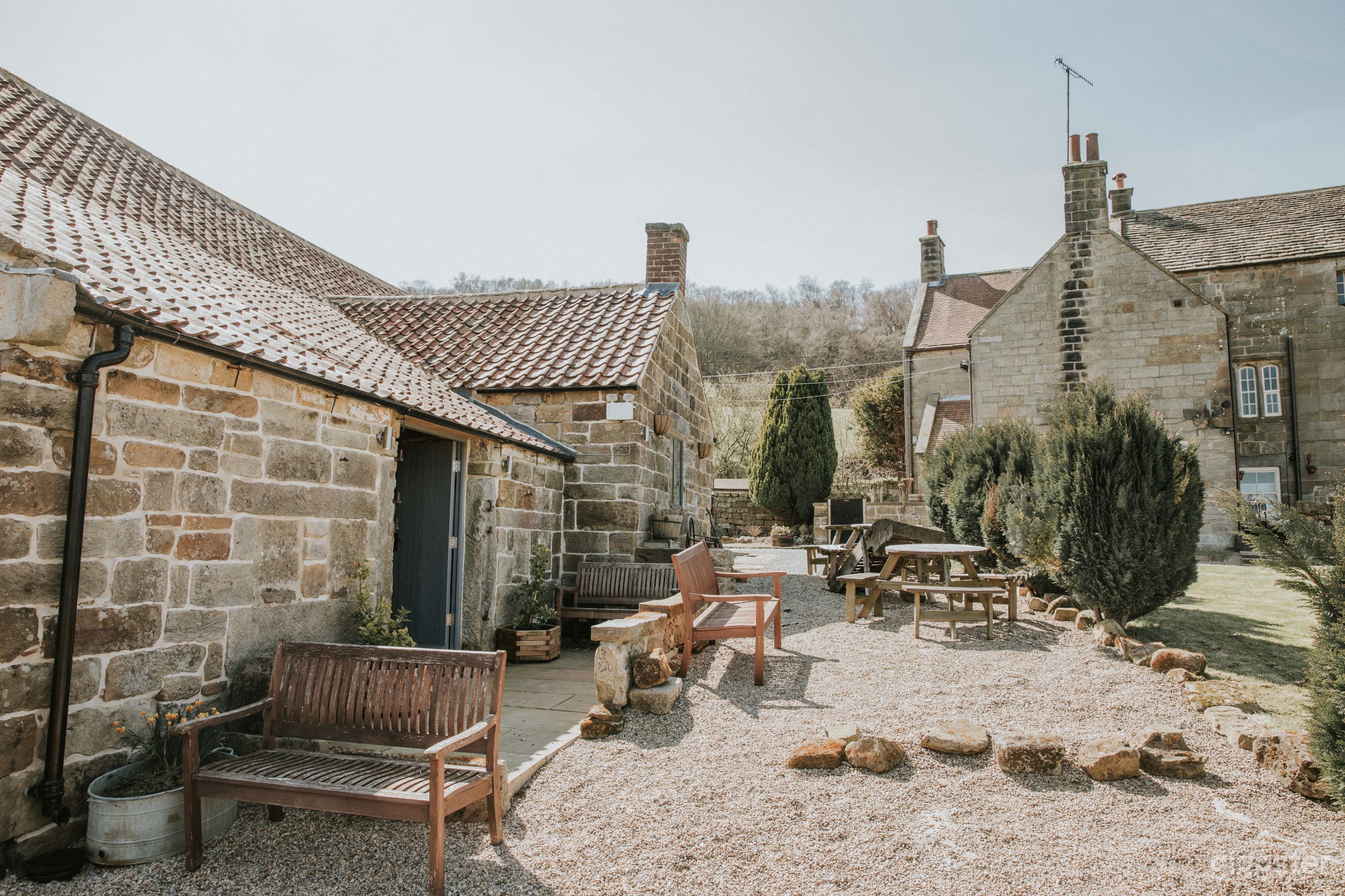 Rustic historical stone castle ruins and barn  Photo 2