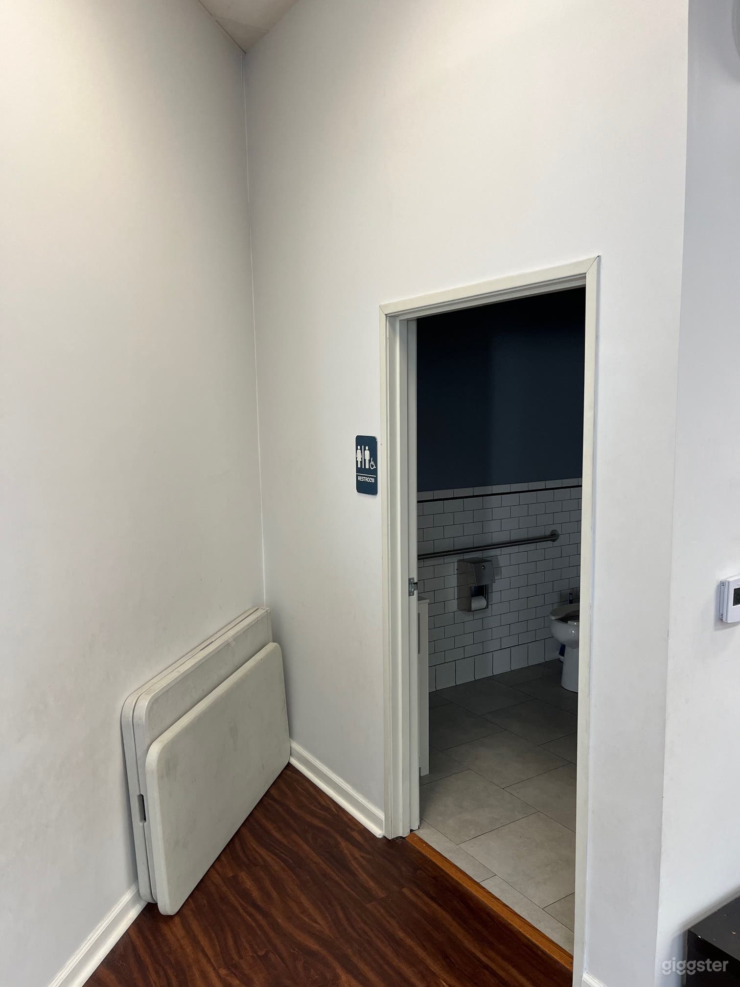 Bathroom in back of studio