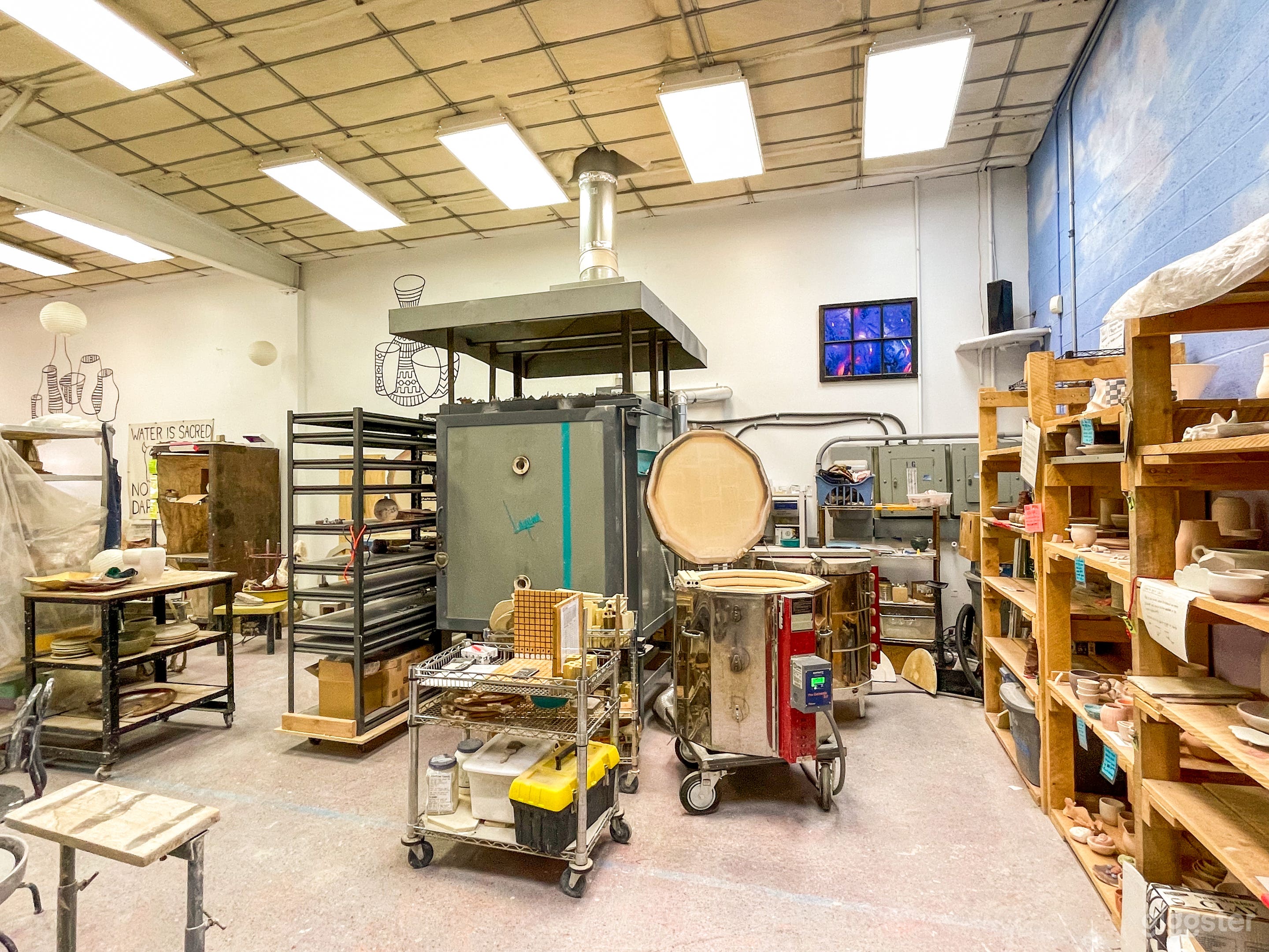 We have 3 electric kilns and one large gas kiln