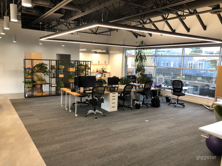  Open space with kitchen &amp; 2 bathrooms in the back corner. 