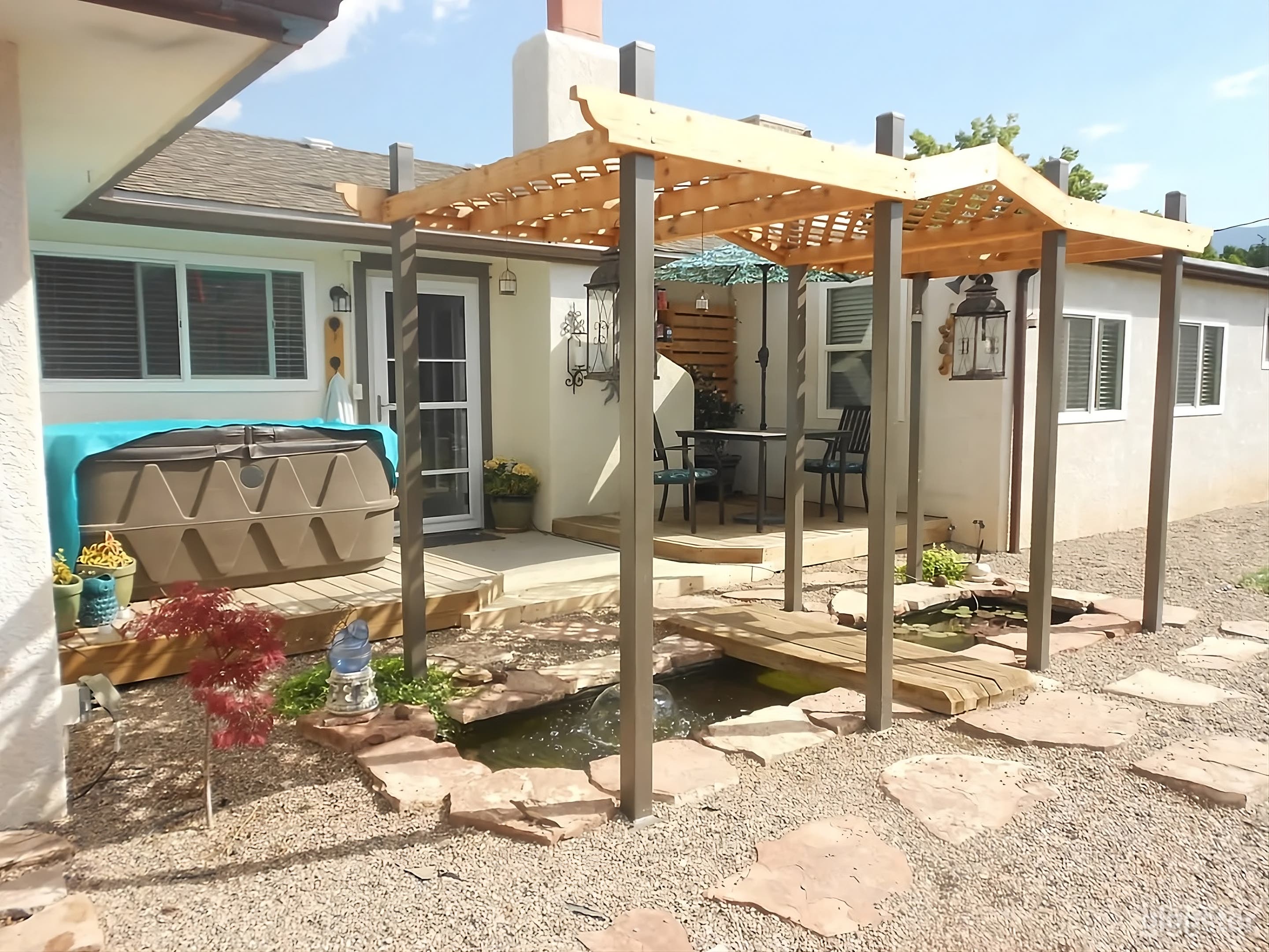 Big Backyard with Pergola, Pond & Deck Access Photo 3