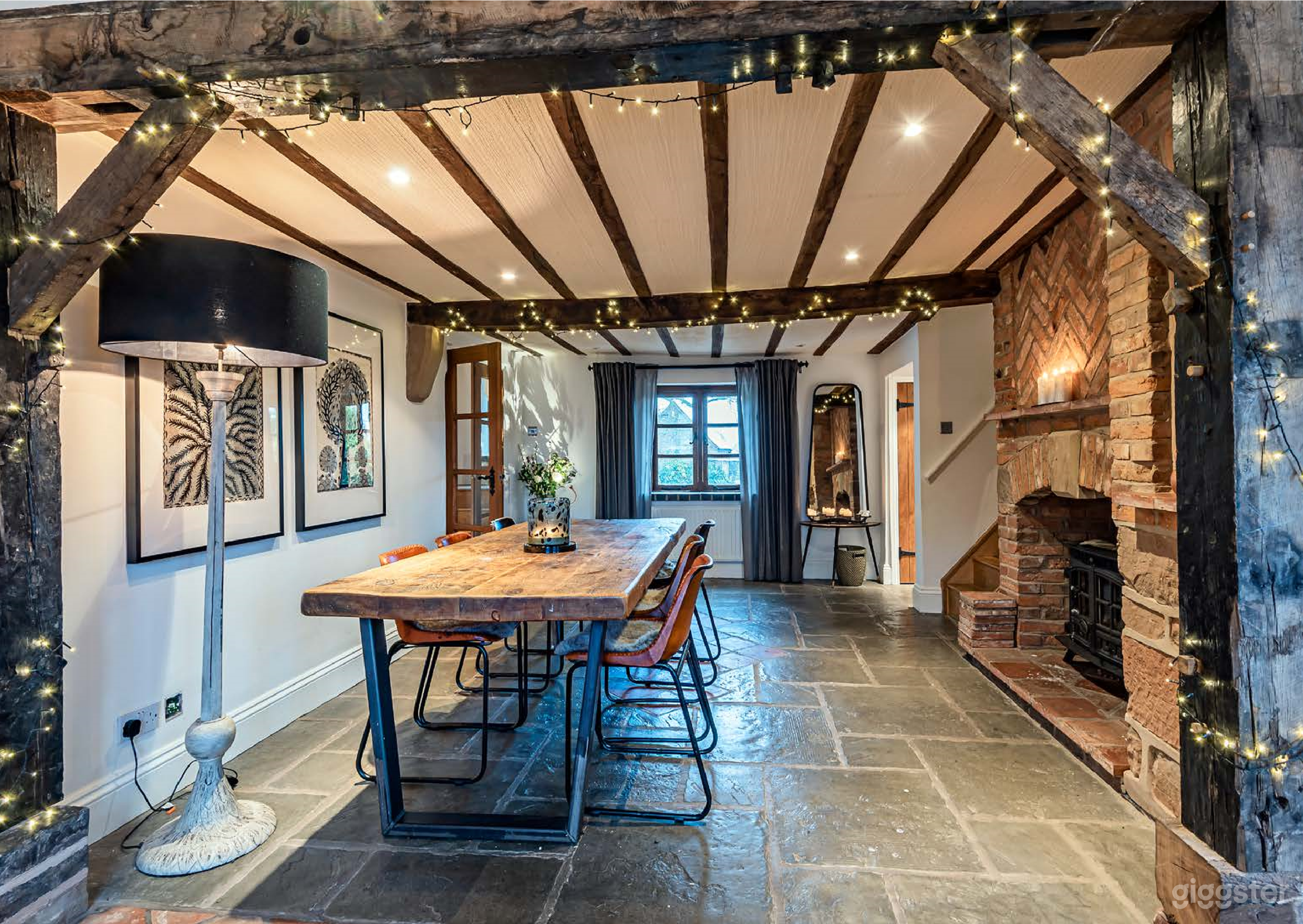 Entrance / Dining room - taken from the kitchen. One of the staircases to the right, meaning overhead photography is simple. 
