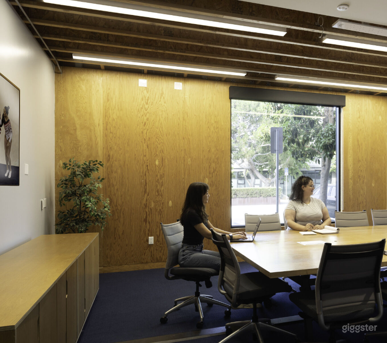  Large Conference Room with large tv, exterior and interior windows and a creative vibe 