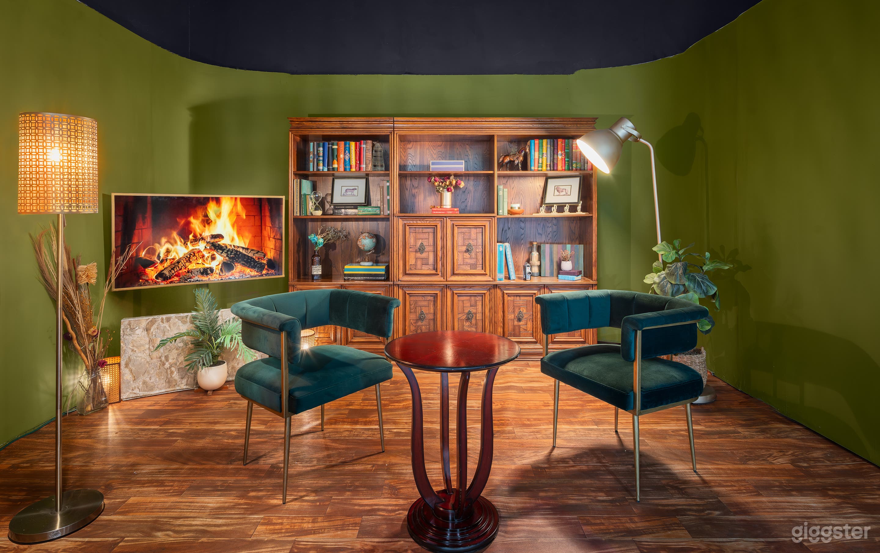 Cinematic Valley Studio with Luxury Library Podcast Set Photo 1