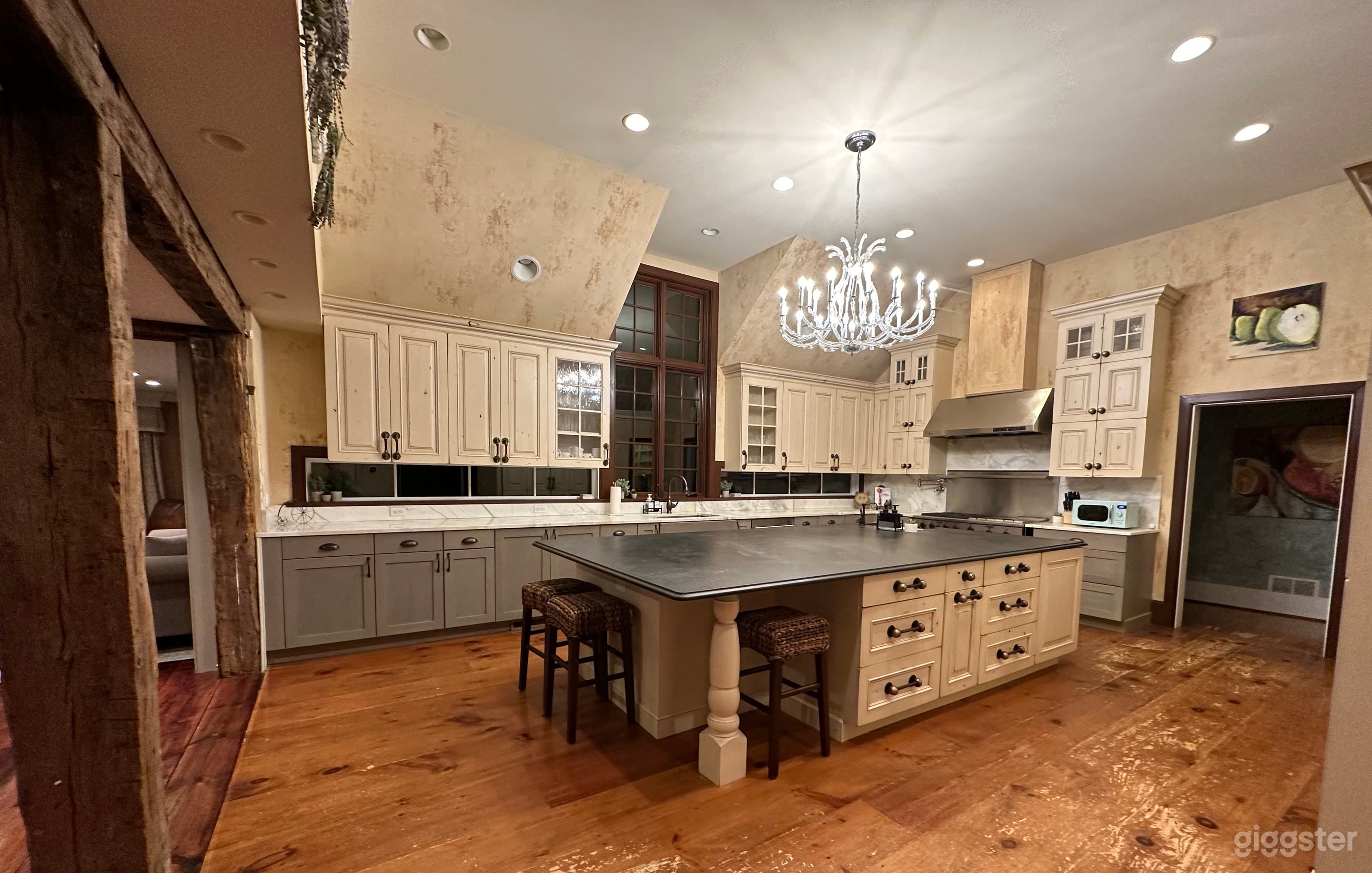 Sub Zero Fridge and freezer and 48" range with warming oven.