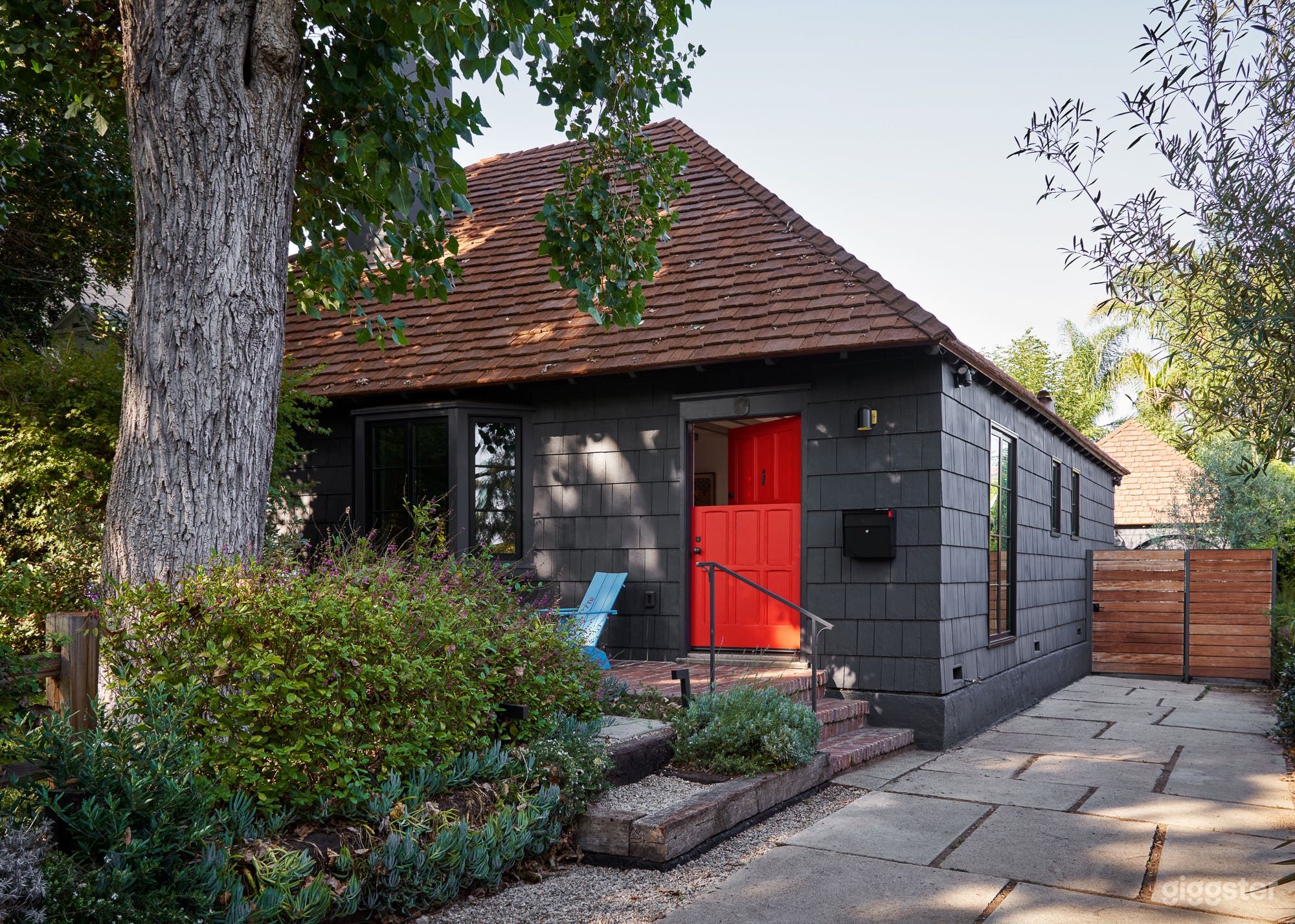 Front drive with red Dutch door