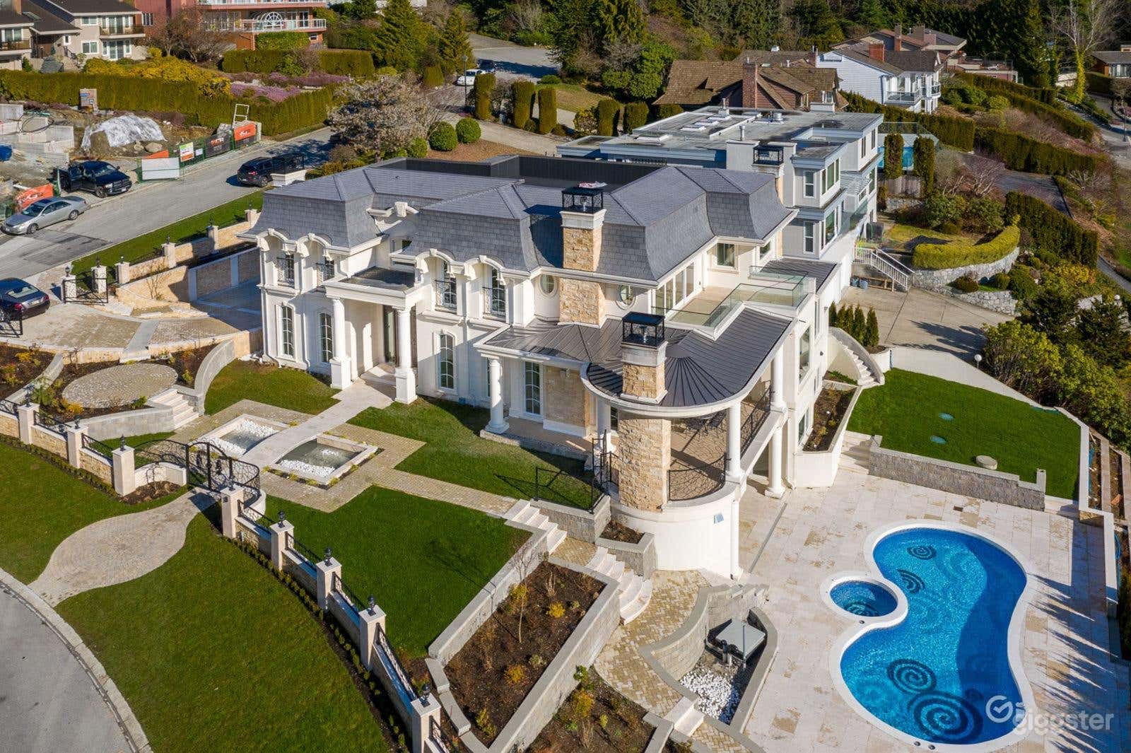 Elegant French Chateau Backyard Photo 2