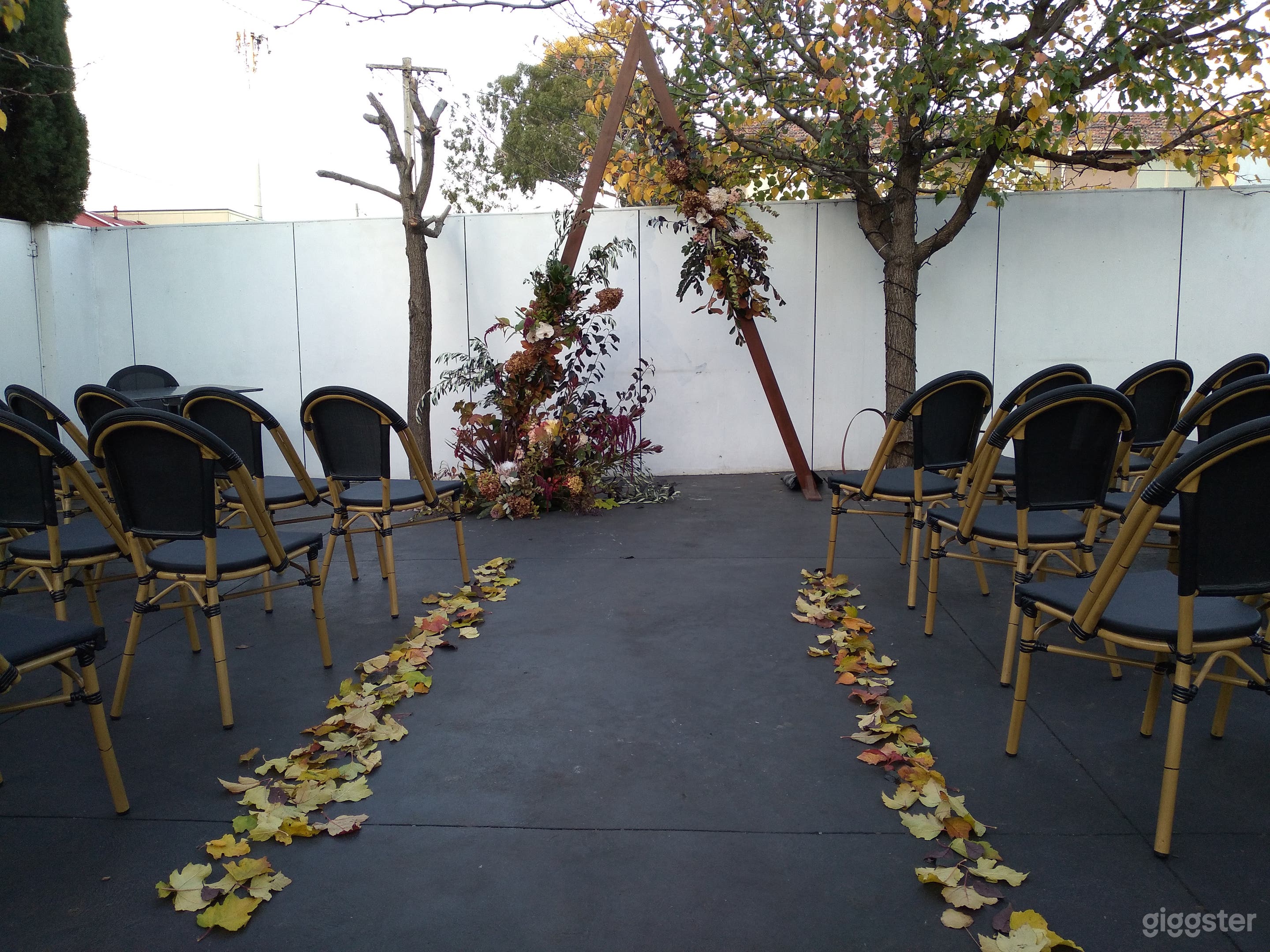 Ceremony set up in upper courtyard