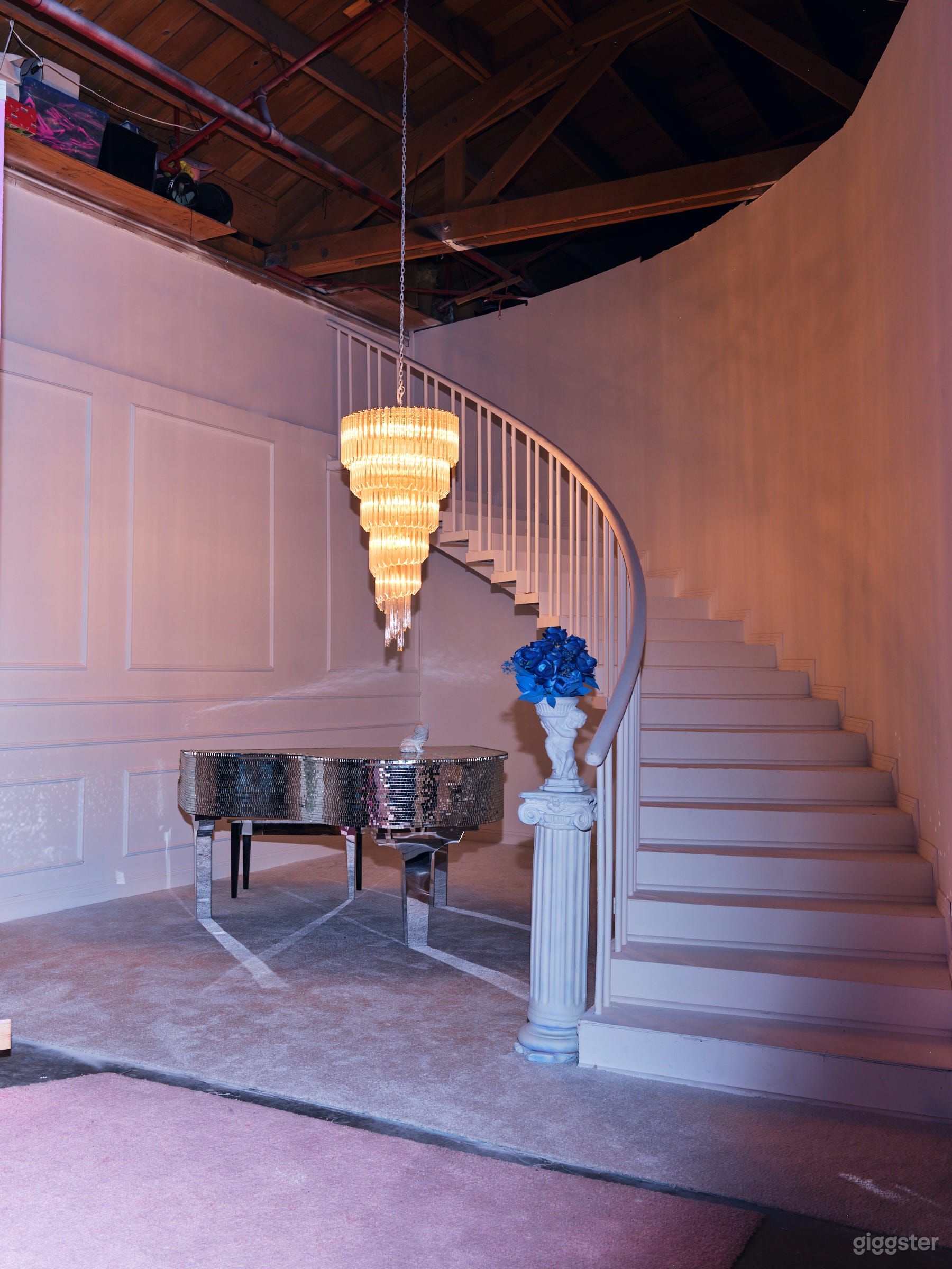 White Staircase + Disco Piano | Powder Room Studio Photo 2