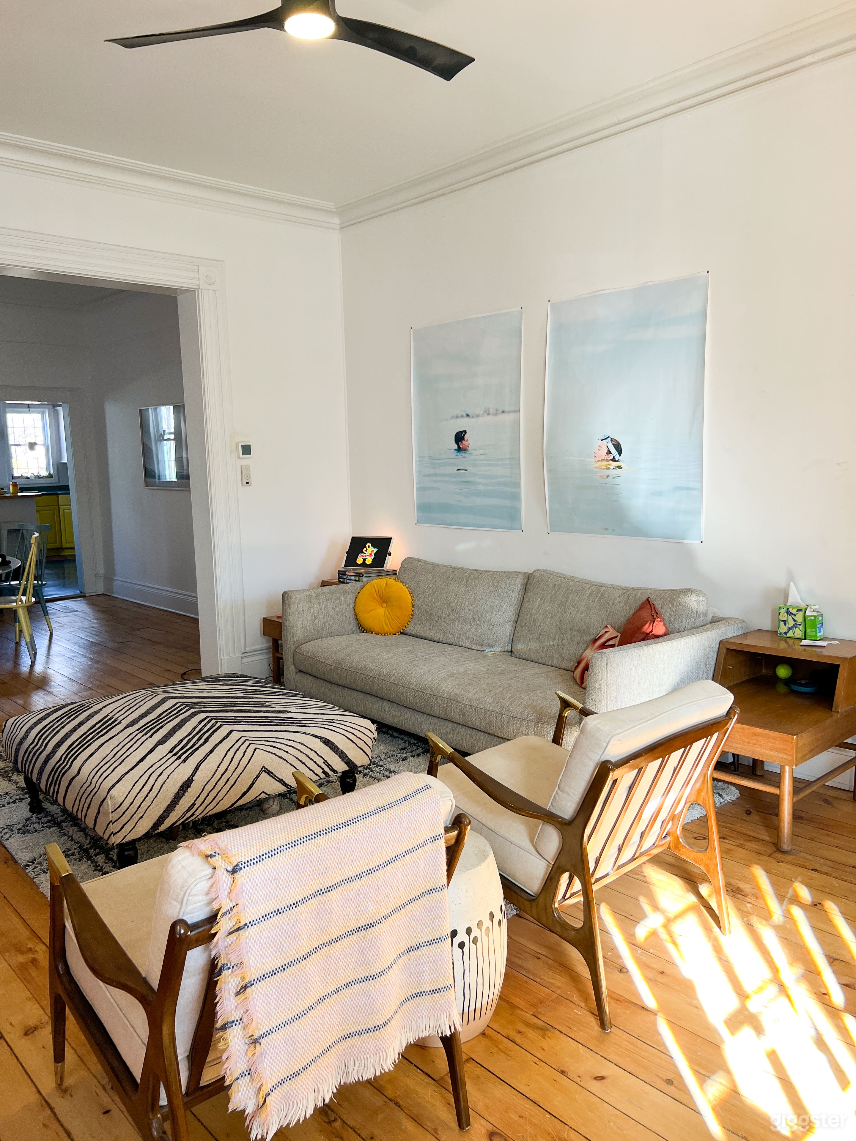 Living room (looking towards dining room and kitchen)