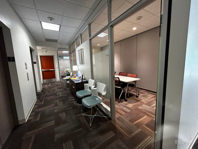  waiting area 
in front of elevator 