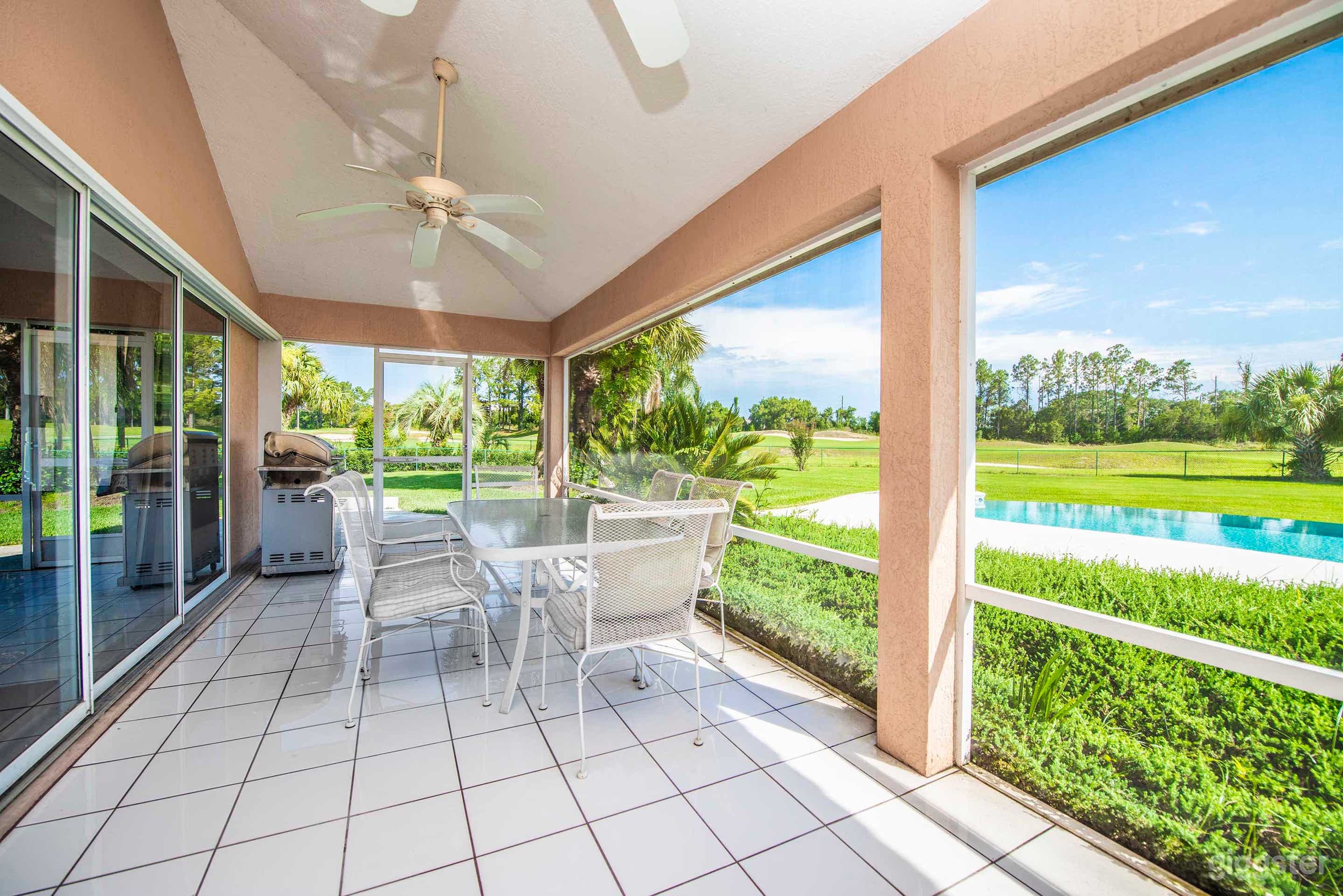 Tropical Pool &amp; Golf Course Backdrop Photo 3