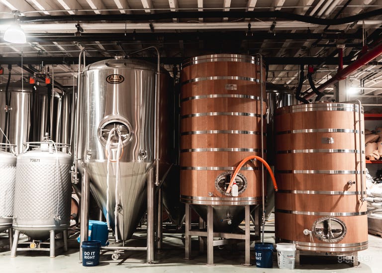  Brewery fermentation tanks. 