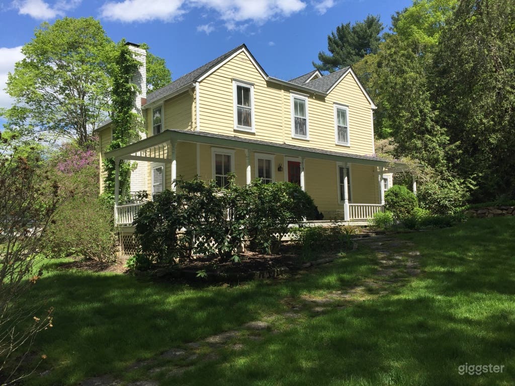 c.1900 original farmhouse front porch in summer