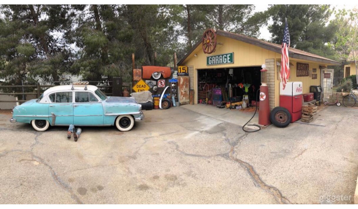 Detached garage with vintage service station feel...