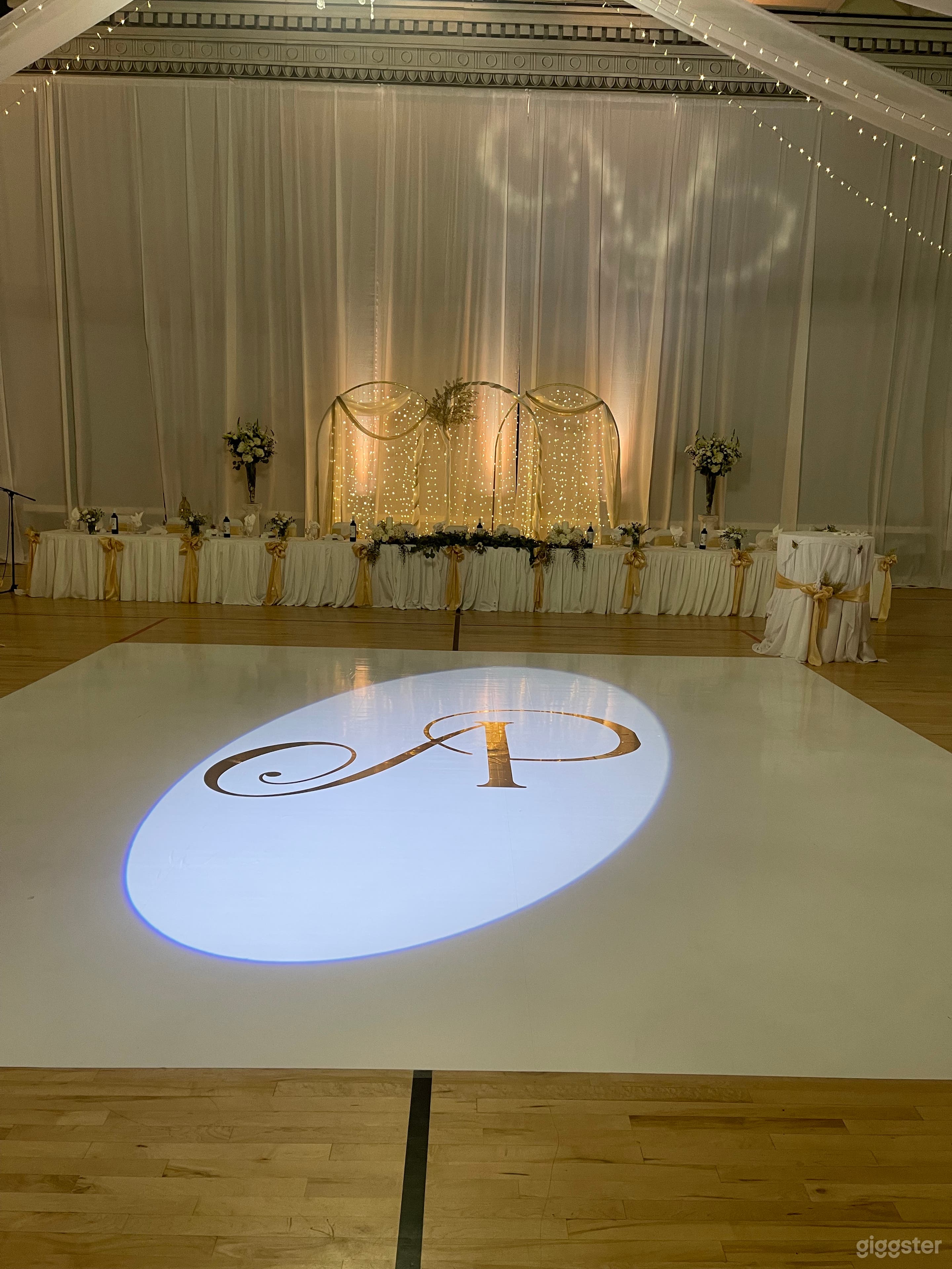 wedding dance floor w/ elegant wrap