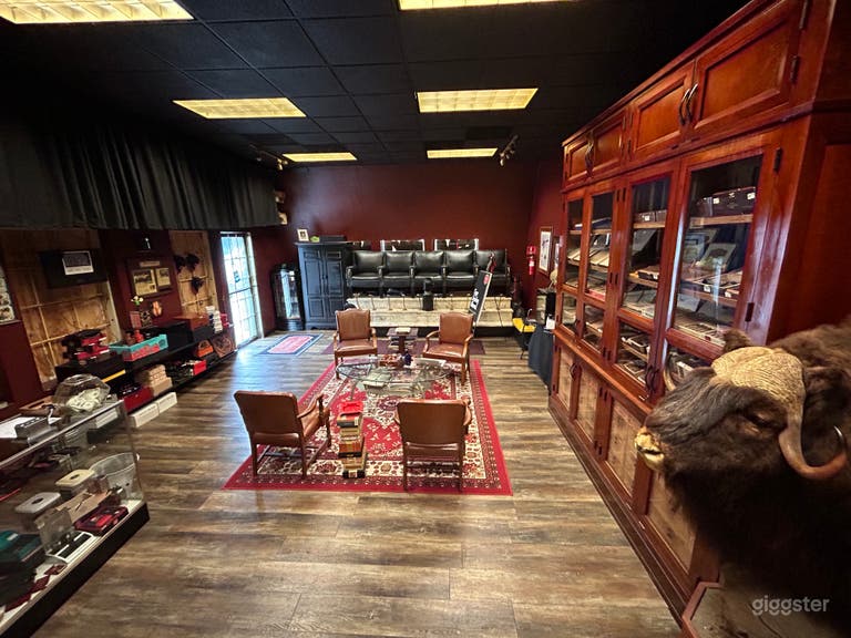  400 sq ft front store retail space, 2 x cigar humidors and stuffed Musk Ox animal head and 100 yr old 5 seat marble shoe shine  