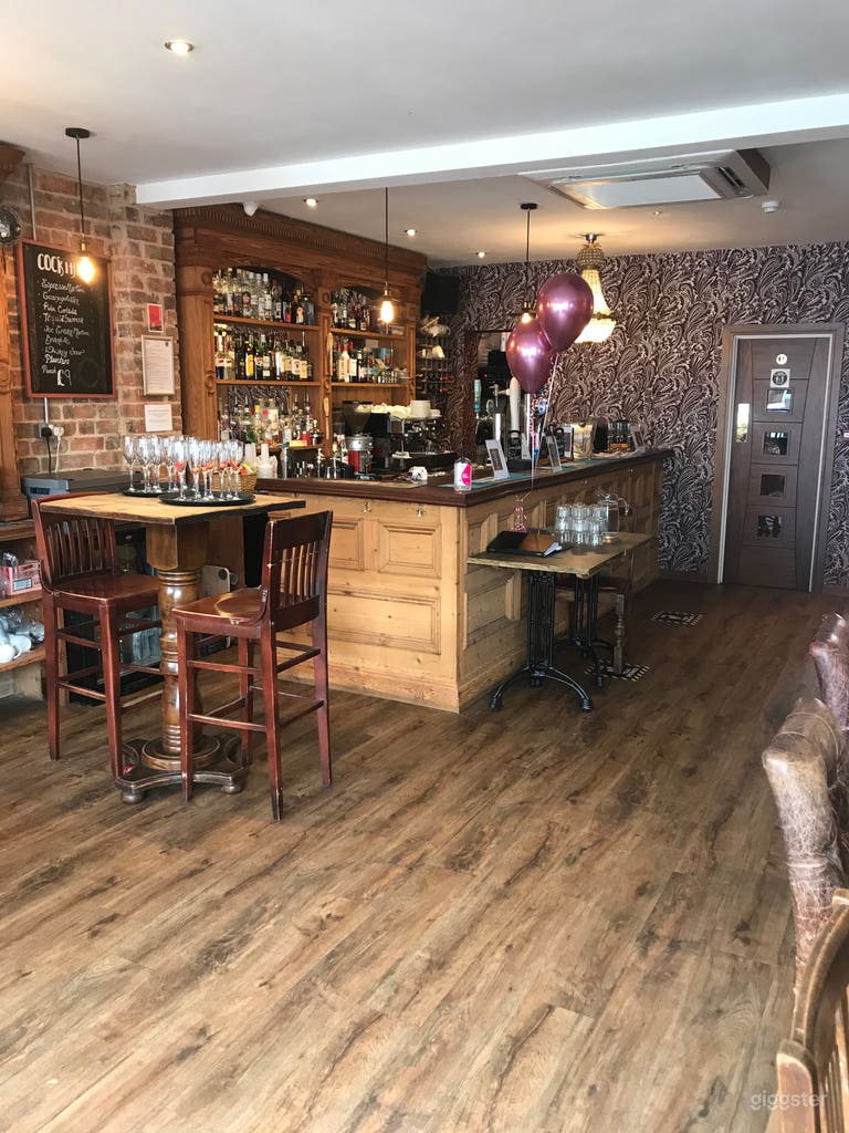   Bistro restaurant with 100 year old wooden bar. 