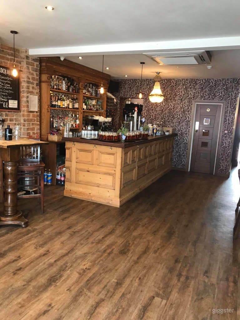   Bistro restaurant with 100 year old wooden bar. 