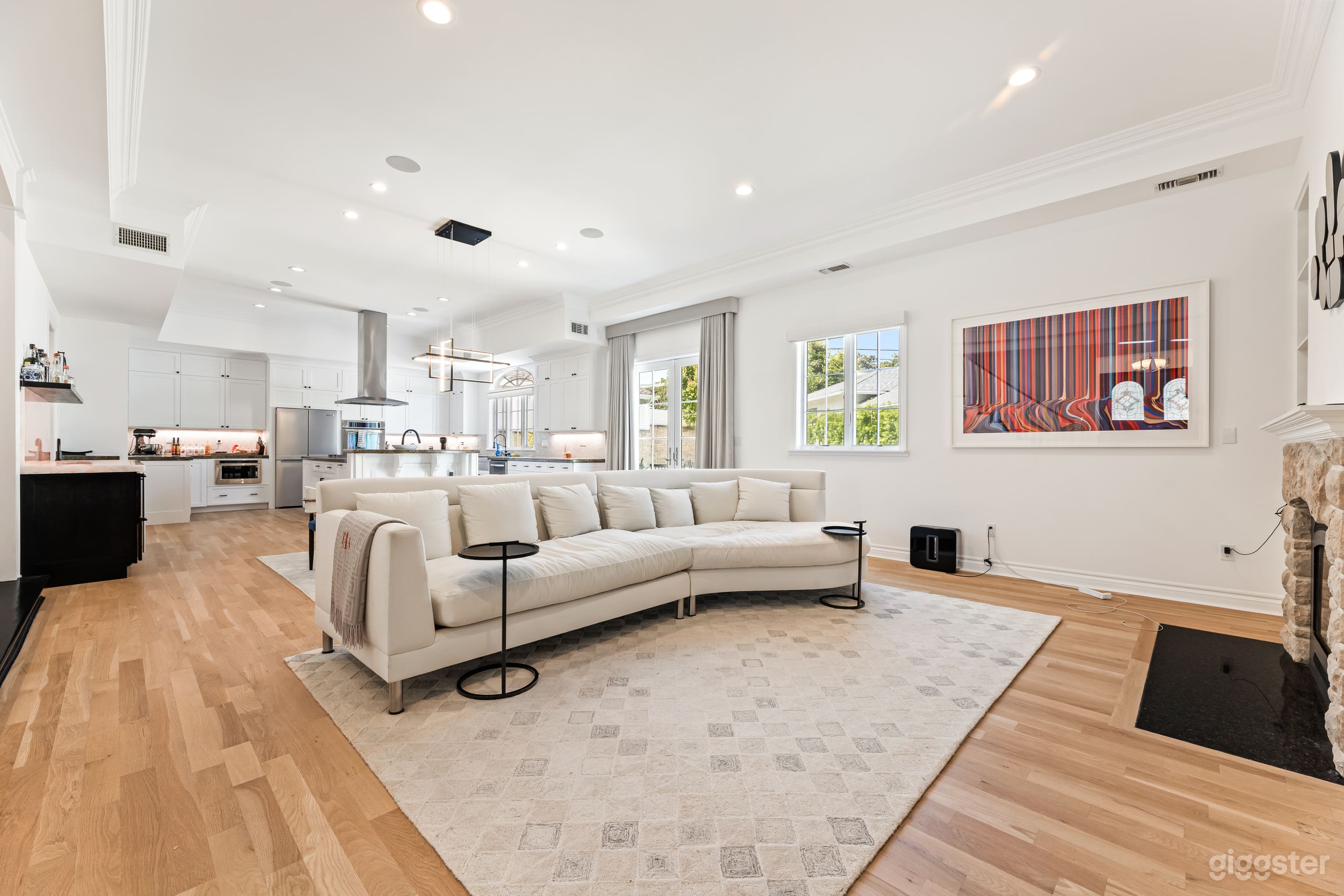 Custom Sofas: New white sofa in living room.