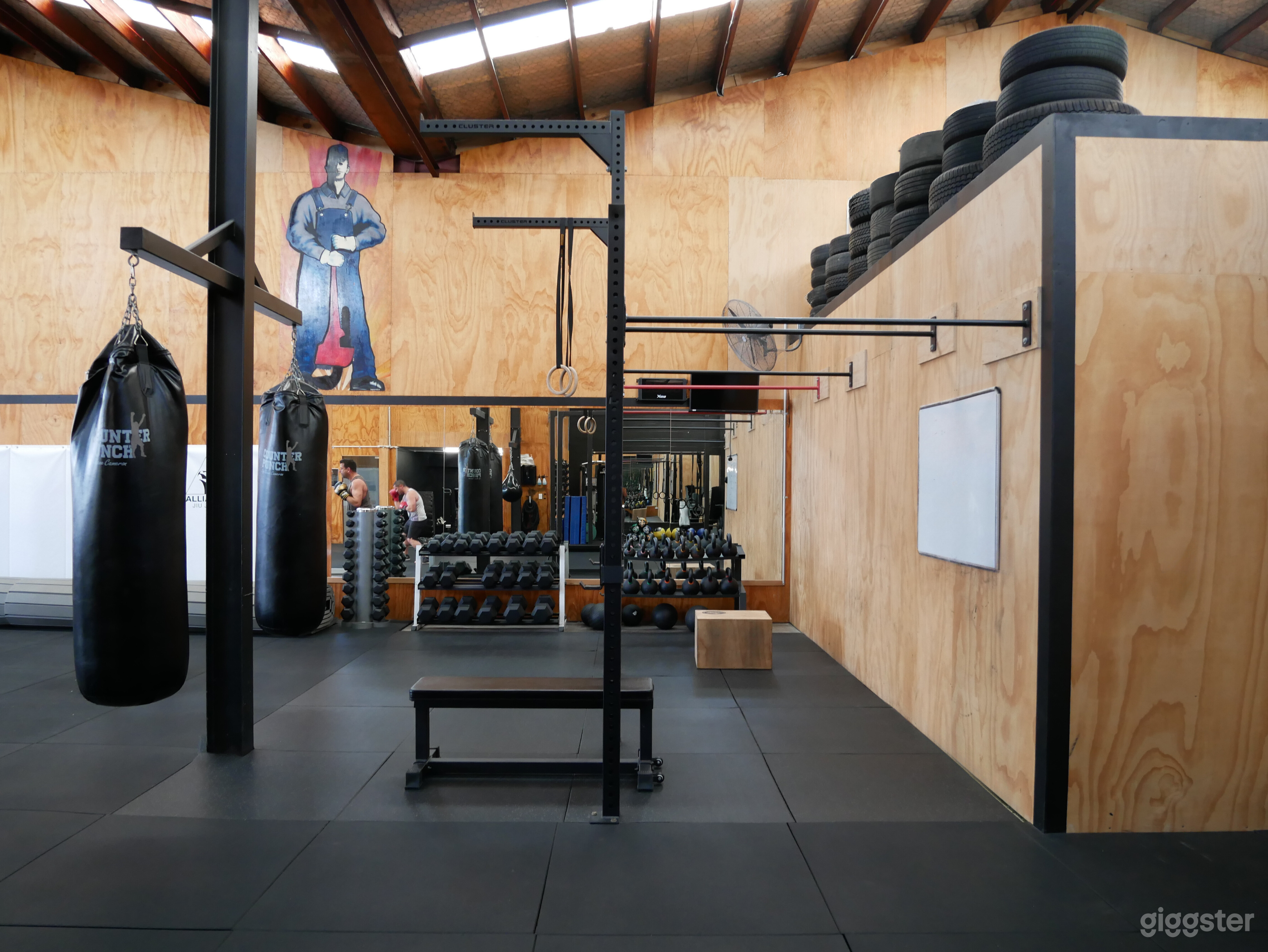 Crossfit rig and boxing bags