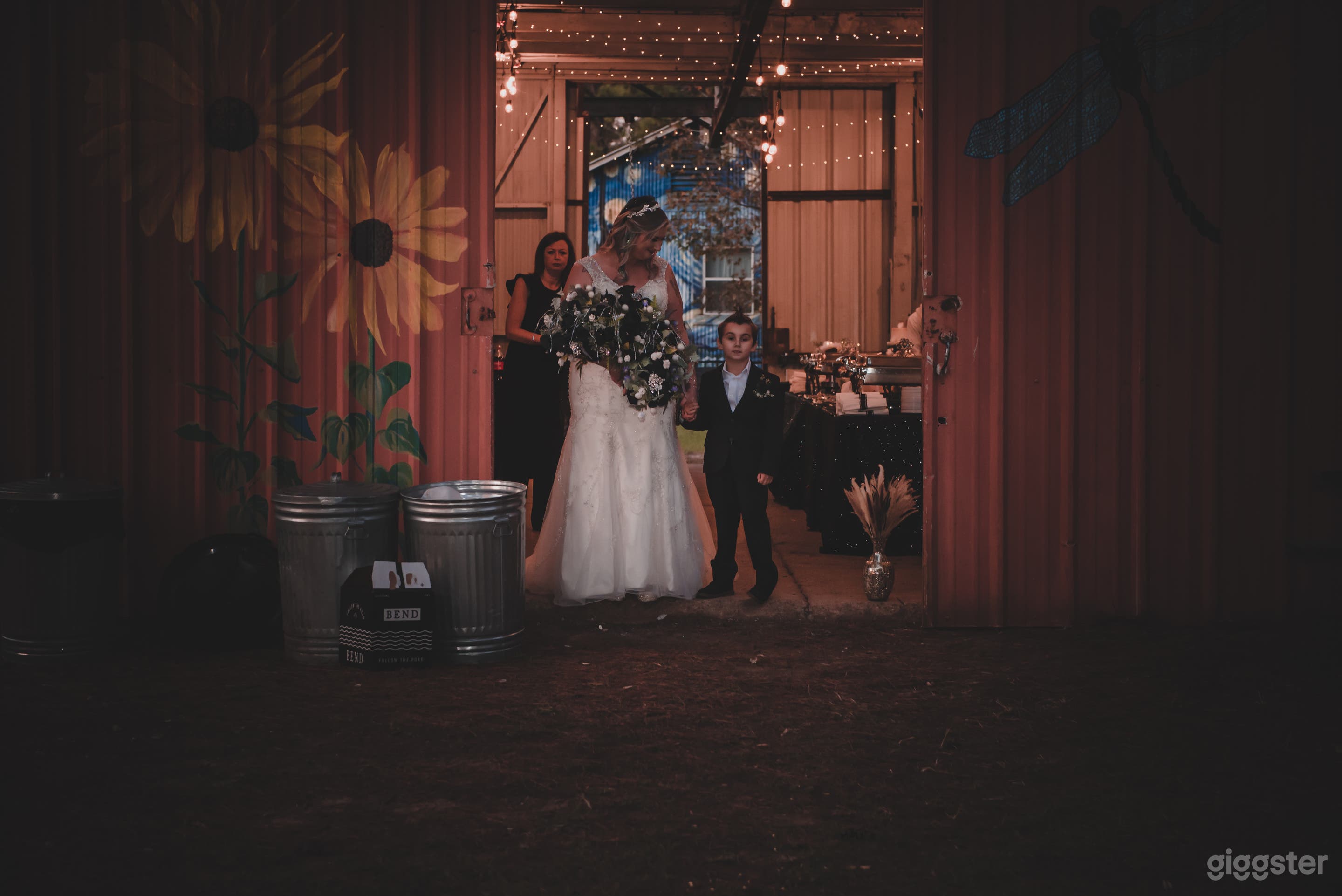 we have a fairy light, open rafter, concrete floor, open air barn that can be transformed to fit any need for your event.