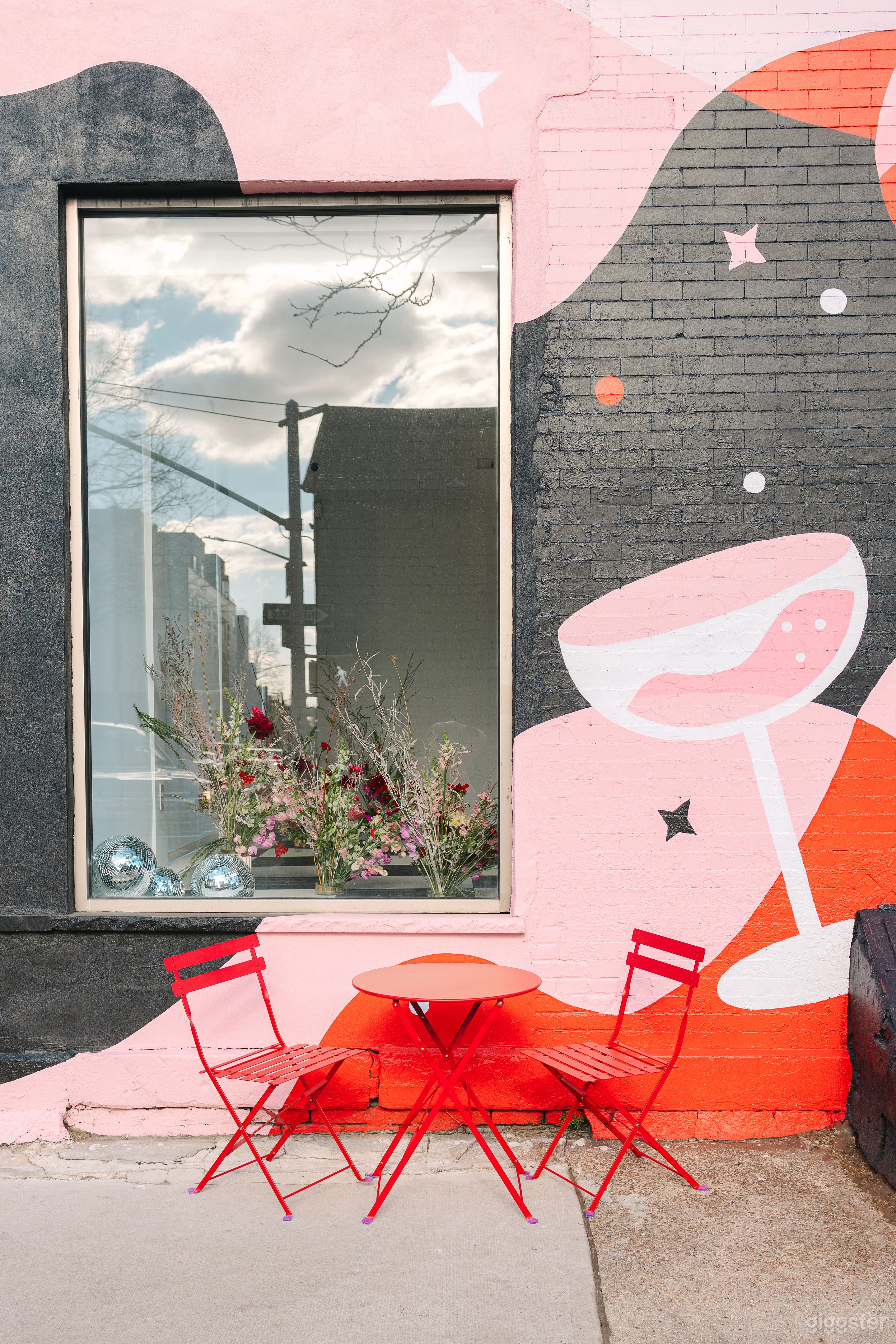 We have a red bistro table we put can outside during events.