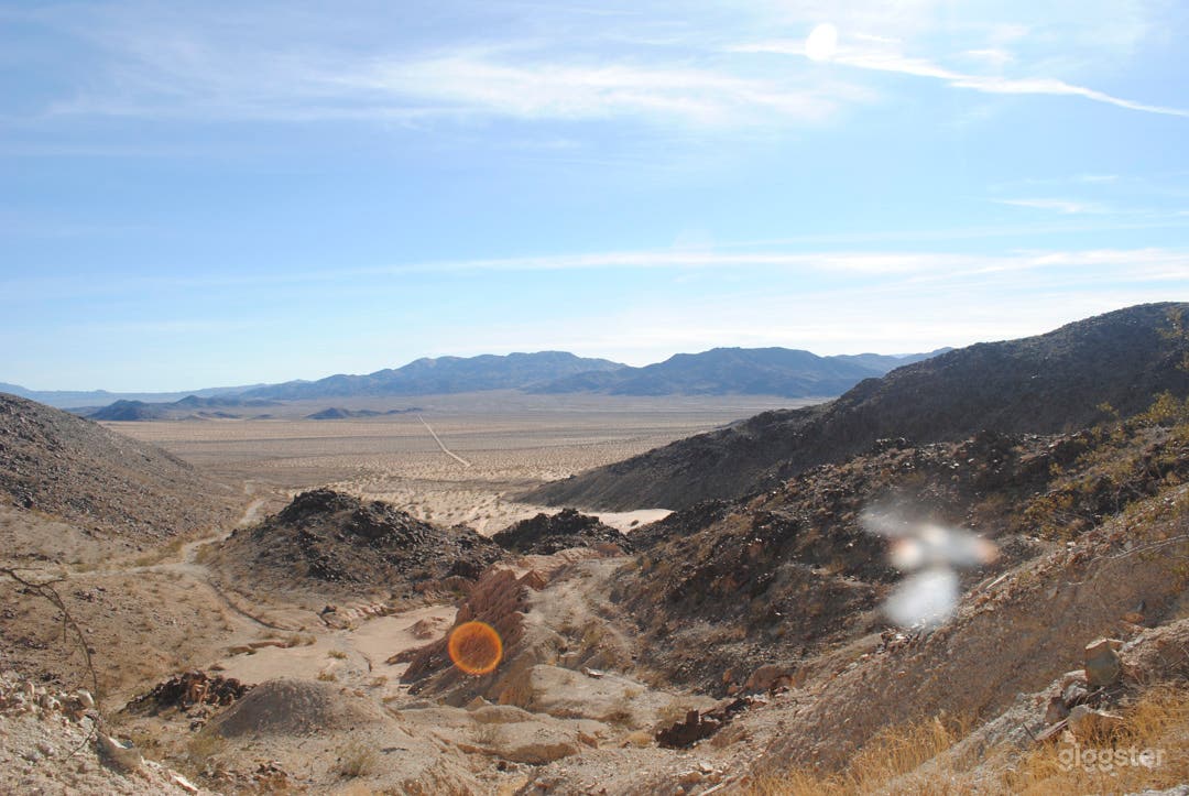view looking west into joshua tree national park, park boundry is 2 miles