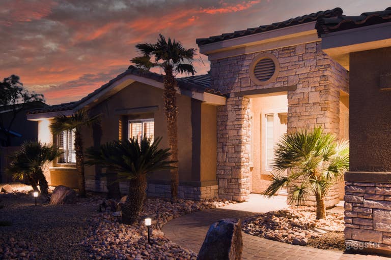  Night view of exterior front Door 