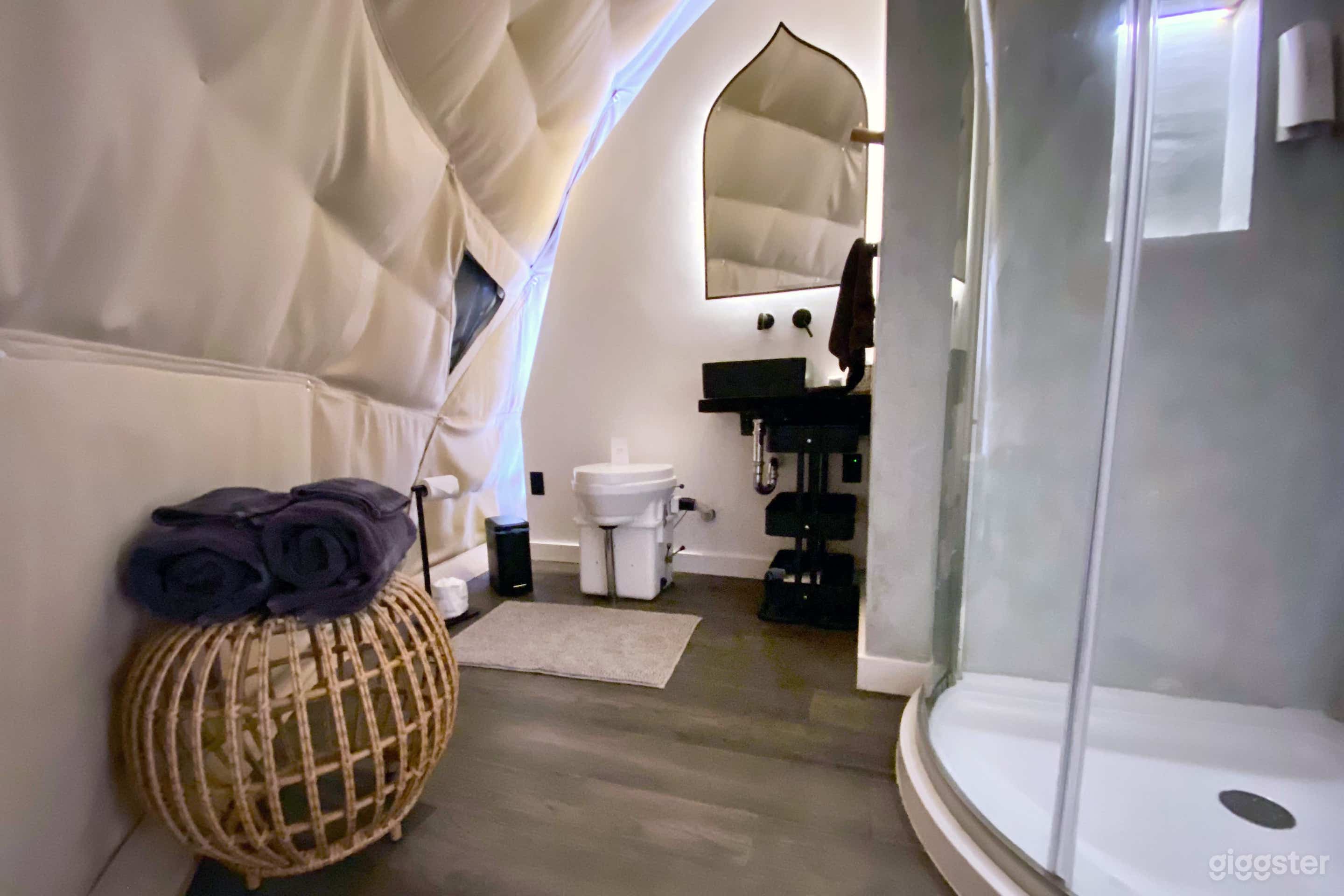 Indulge in refreshment with a spacious shower where luxurious products and linens are provided.