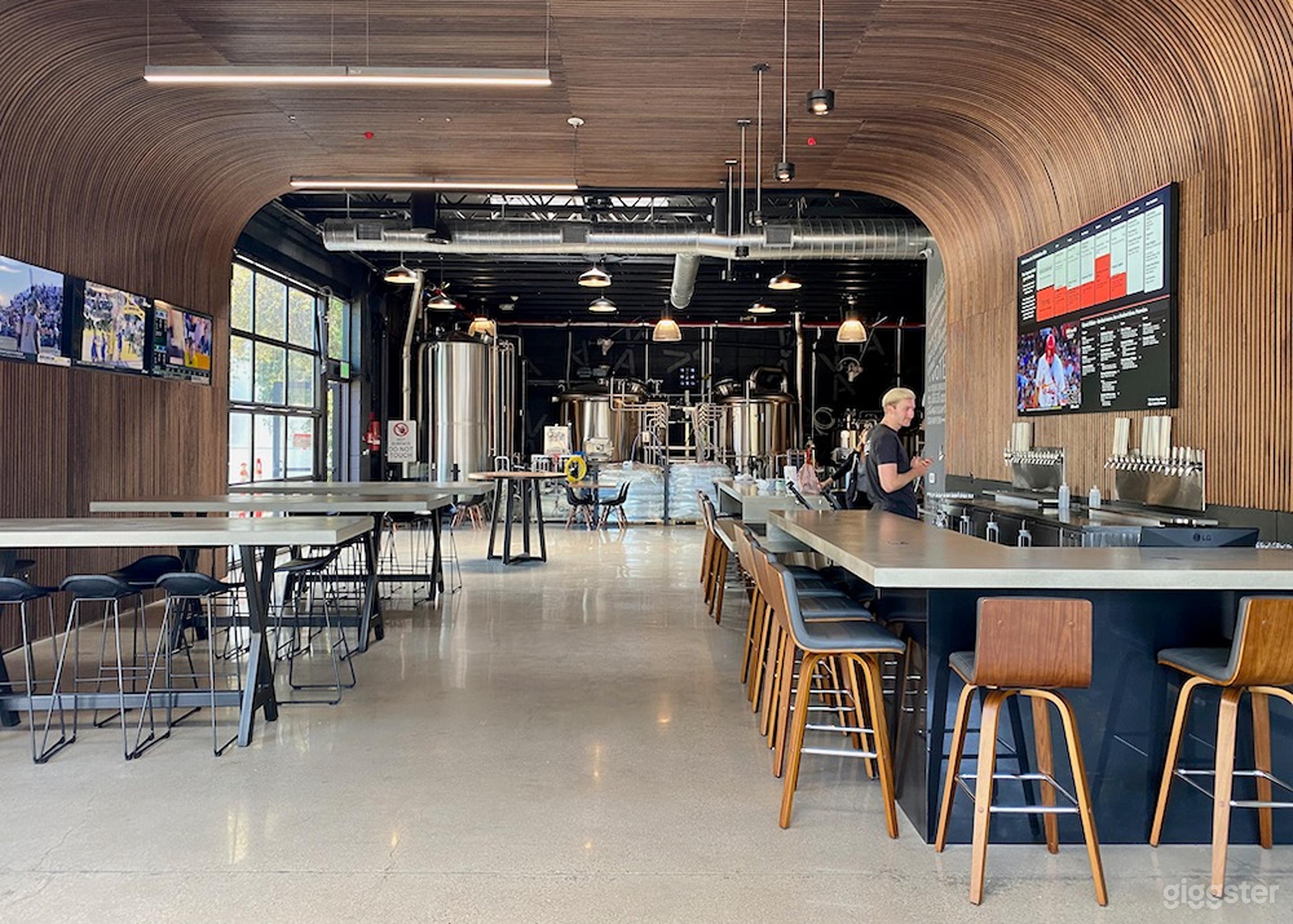 Brewery with Curved Walnut Panels Photo 1