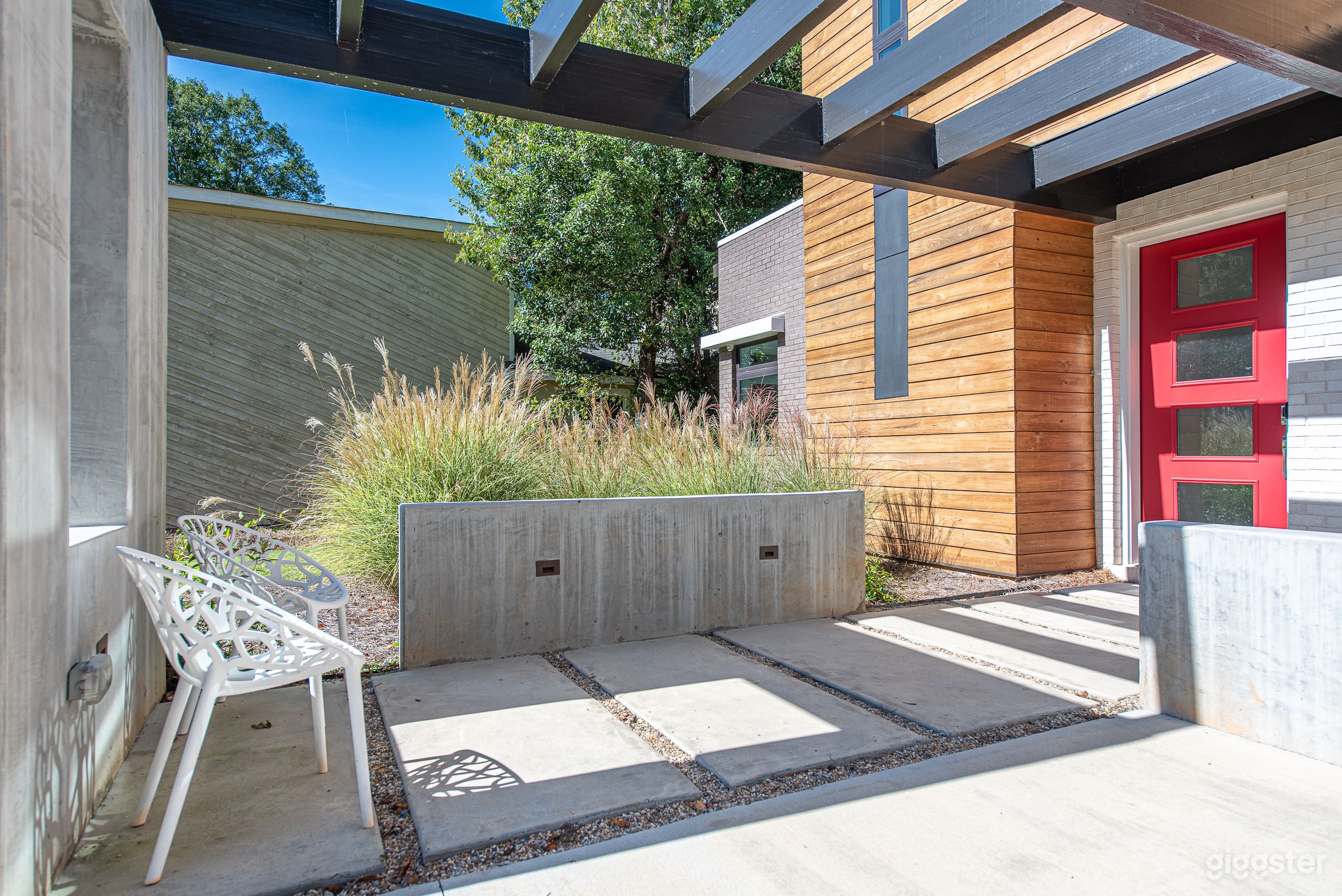 pergola, porche and entrance view.