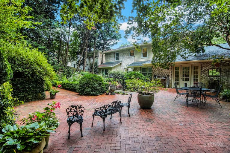  Back-patio with formal Southern garden 