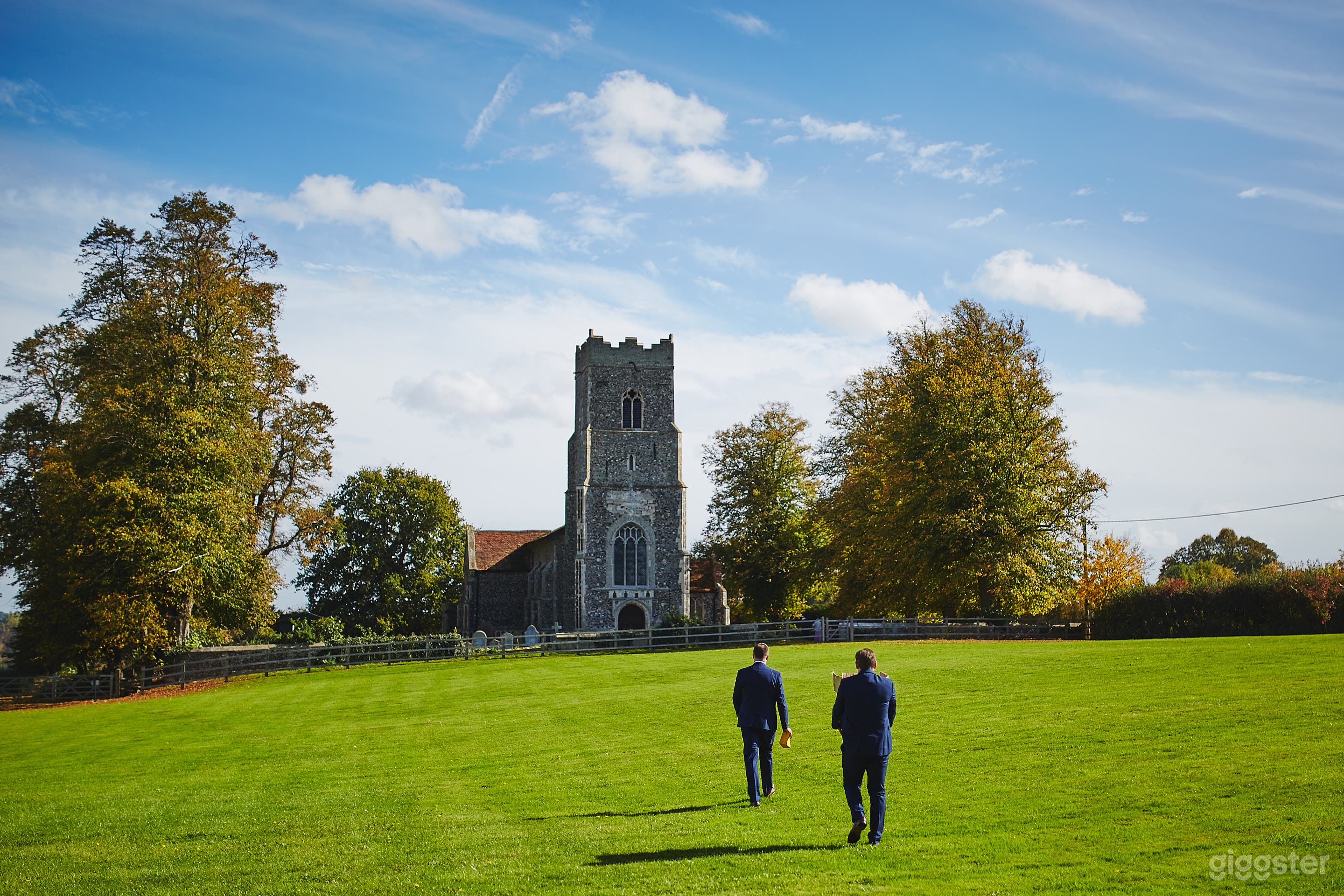 Walking to church from the venue