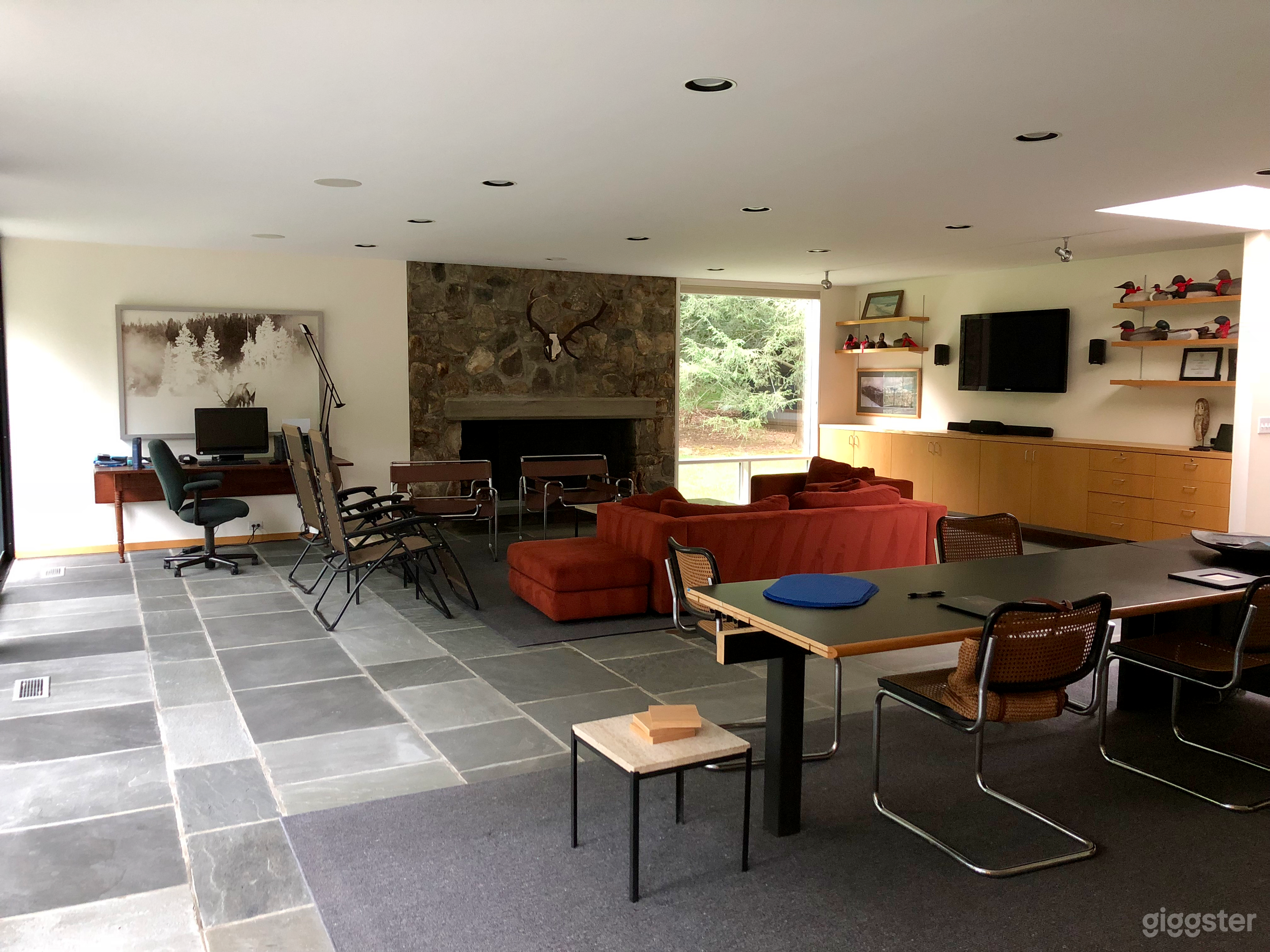 Main room with desk and living area